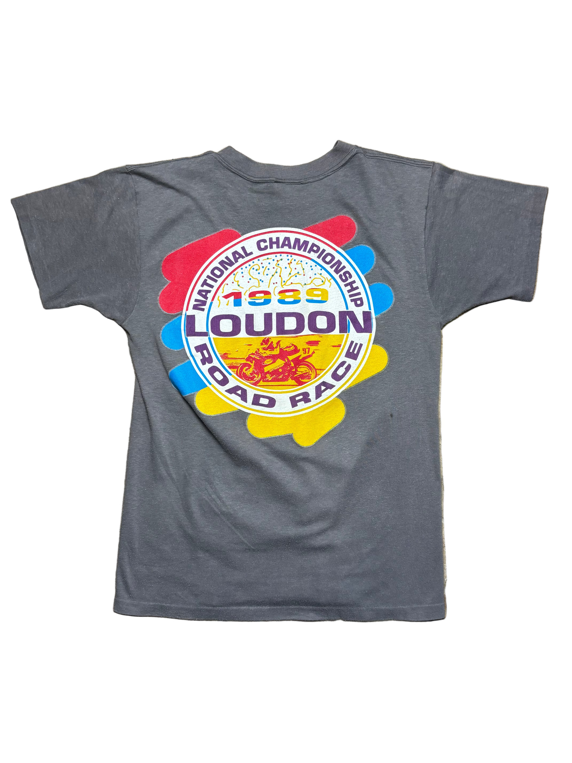 1989 Vintage Grey Loudon Motorcycle Classics Road Racing T-Shirt - SML