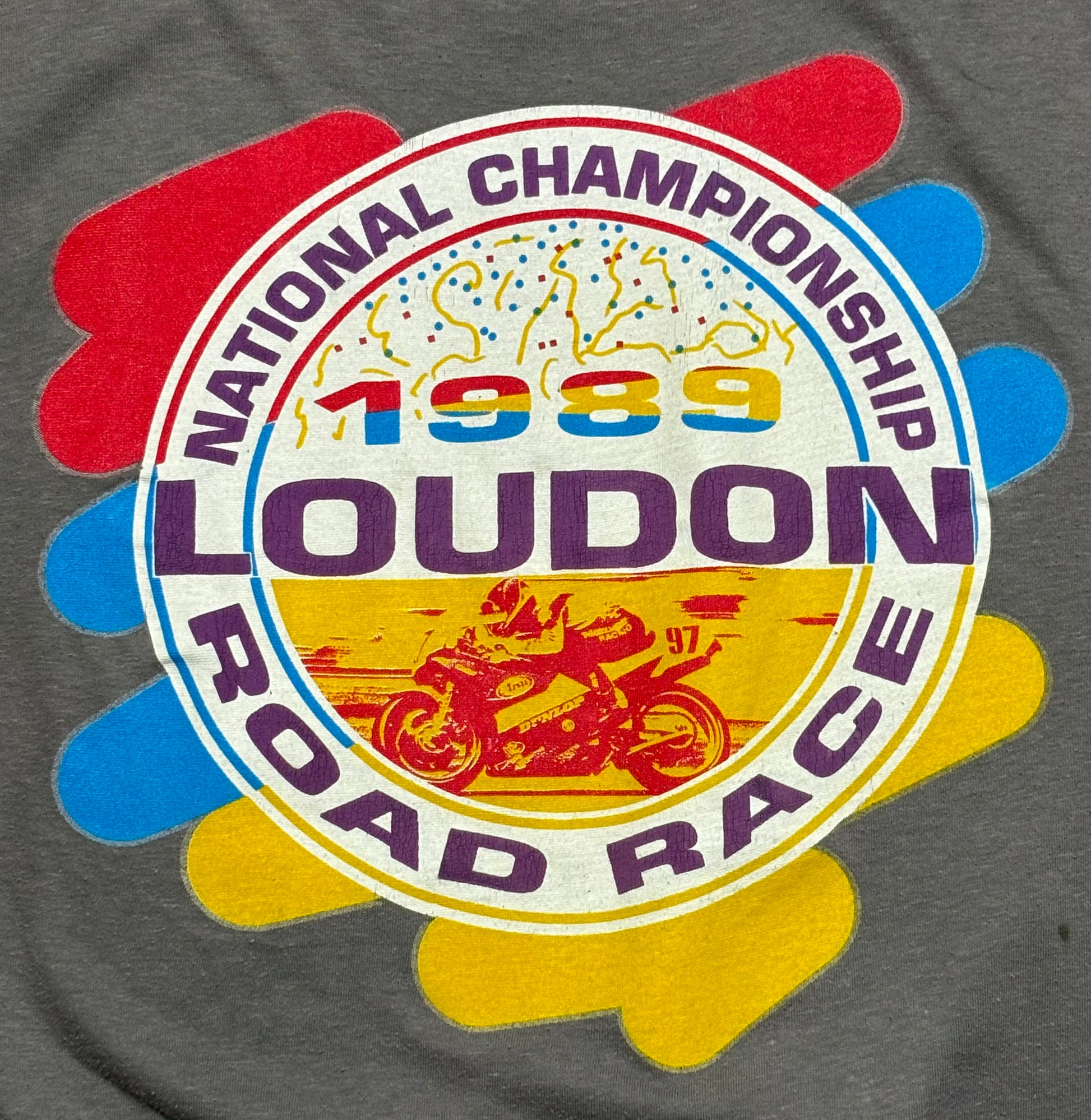 1989 Vintage Grey Loudon Motorcycle Classics Road Racing T-Shirt - SML