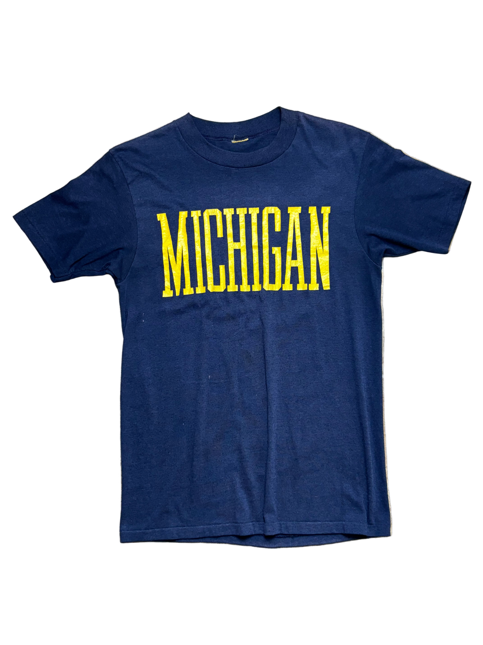 1970s Vintage Navy Blue Michigan State College T-Shirt - XS