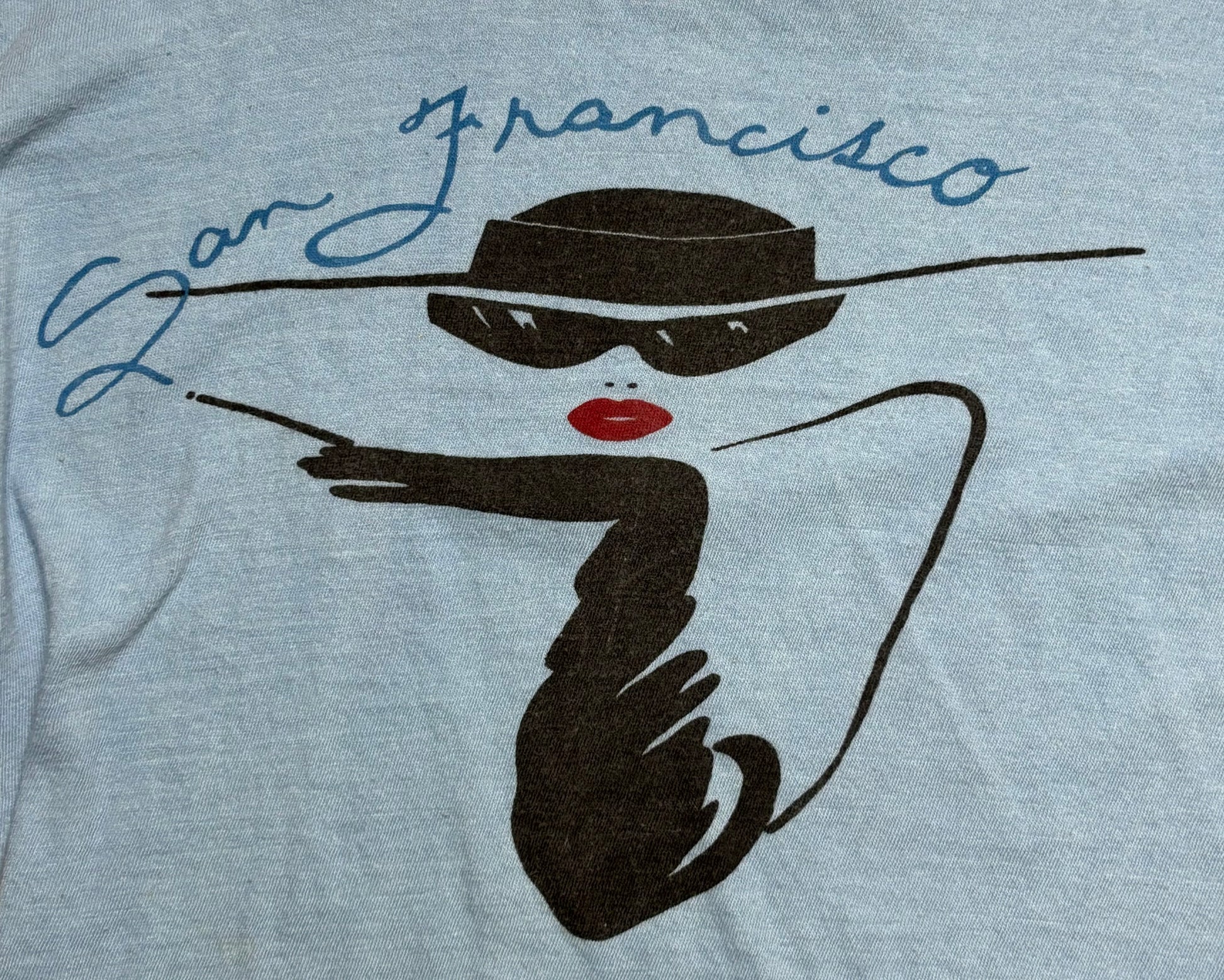 1980s Vintage Baby Blue San Fransisco Audrey Hepburn T-Shirt - SML
