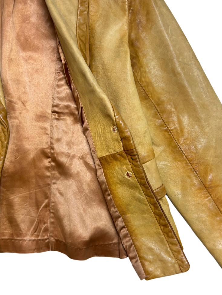 '70s Vintage Leather Ranch Tan Ombre Leather Blazer - MED