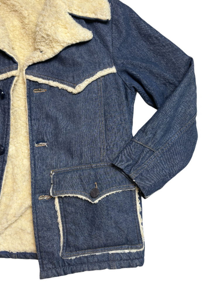 Vintage Roebucks Sherpa Lined Denim Jacket - XL