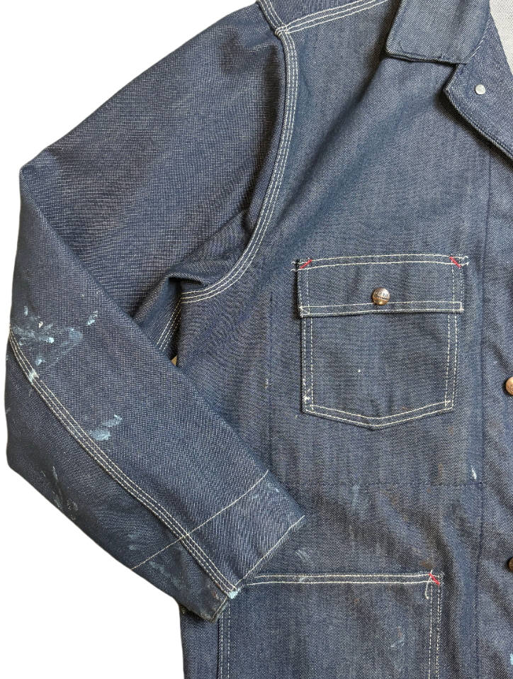 '60s Vintage Montgomery Ward Drk Denim Chore Jkt - 2XL