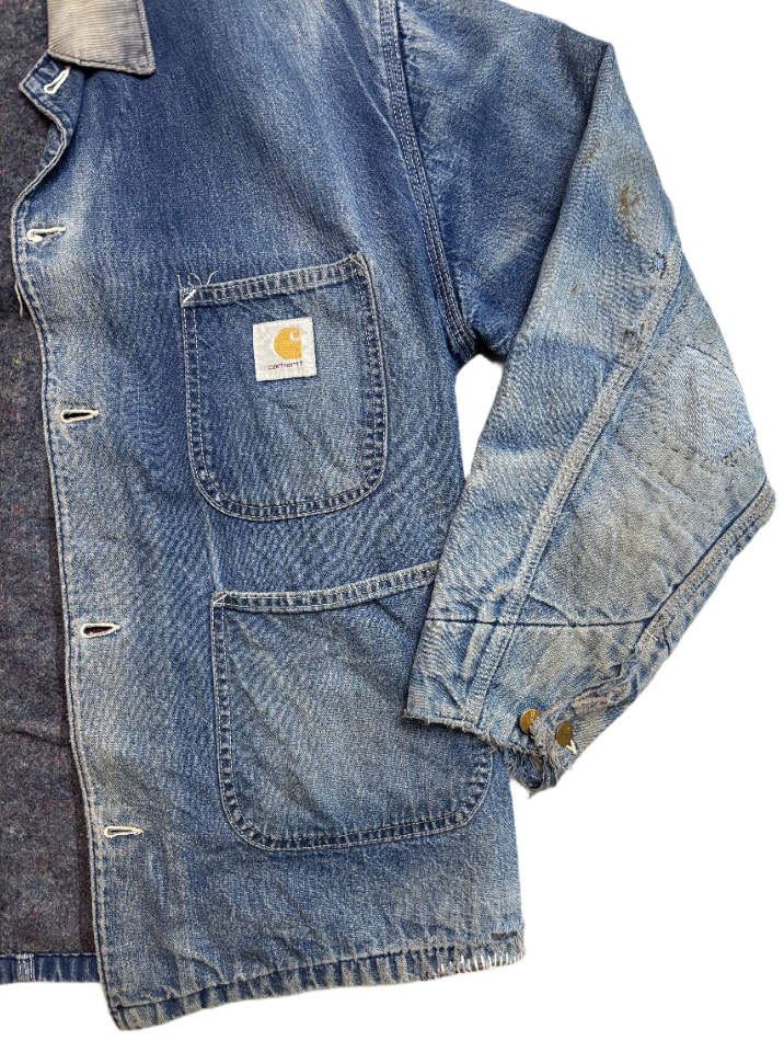 '80s Vintage Carhartt Blanket Lined Denim Chore Jacket - 3XL
