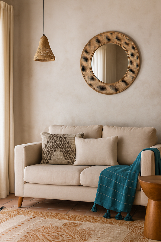 Moroccan Beige Wool Tapestry Pillowcase 1.5' x 1.5'