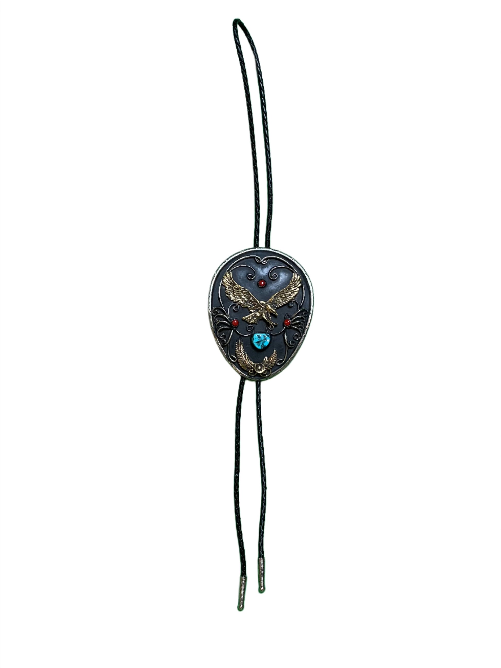 '30s Vintage Massive Navajo Eagle w/Turquoise & Coral Bolo Tie