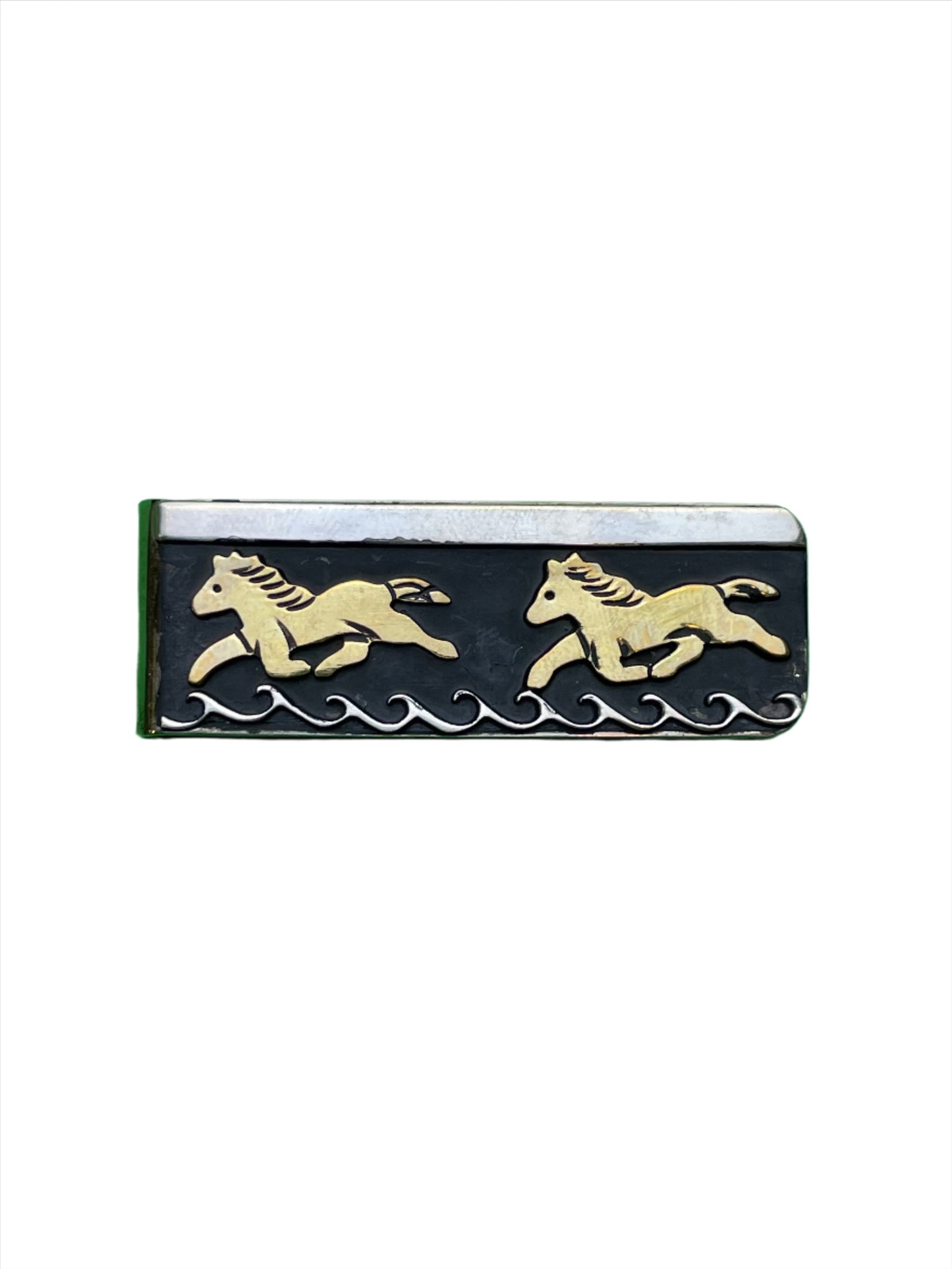 Vtg Navajo Running Horses Money Clip by T&R Singer