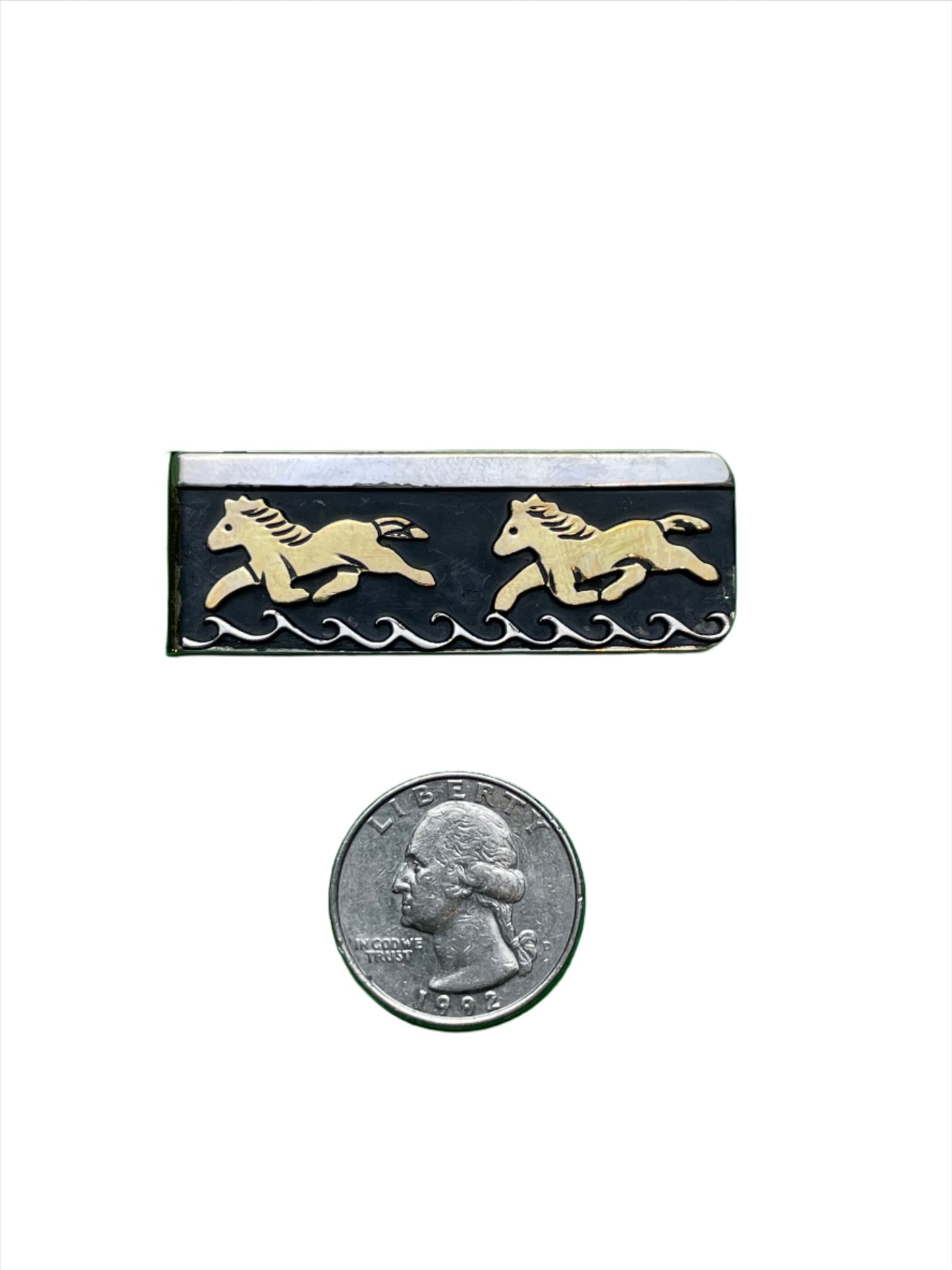 Vtg Navajo Running Horses Money Clip by T&R Singer