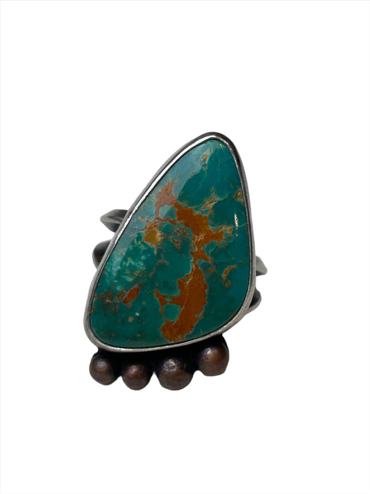 '70s Manassa Turquoise Sterling Ring Sz 6 3/4