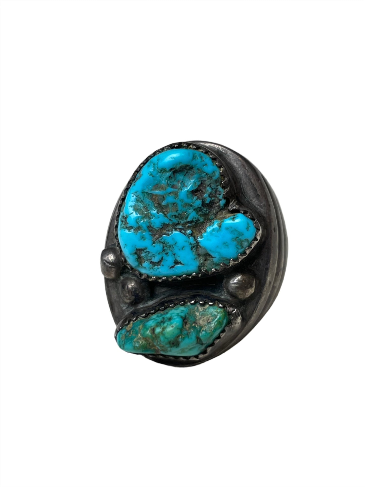 Vintage Morenci Turquoise Sterling Mens Ring Sz 10 1/2