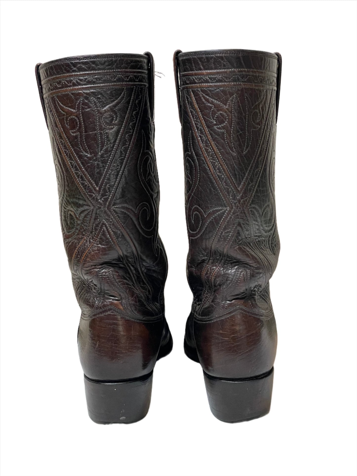 '70s/80s Vintage Lucchese Dark Brown Stovepipe Boots Sz 7 1/2E