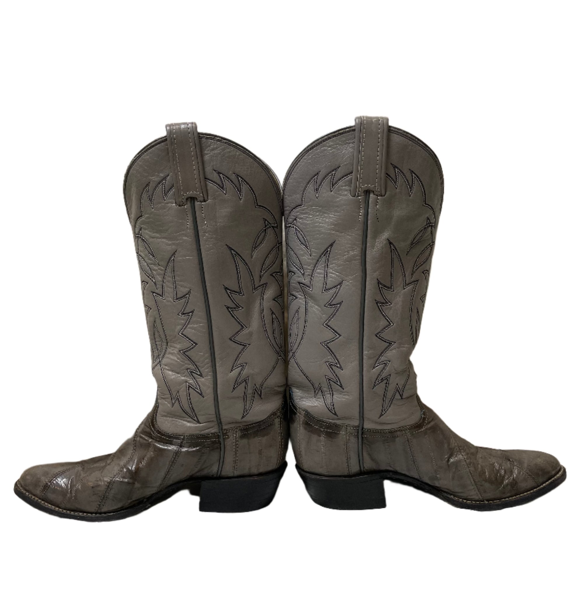 '70s/80s Vintage Tony Lama Grey Eel Skin Boots 6 1/2C