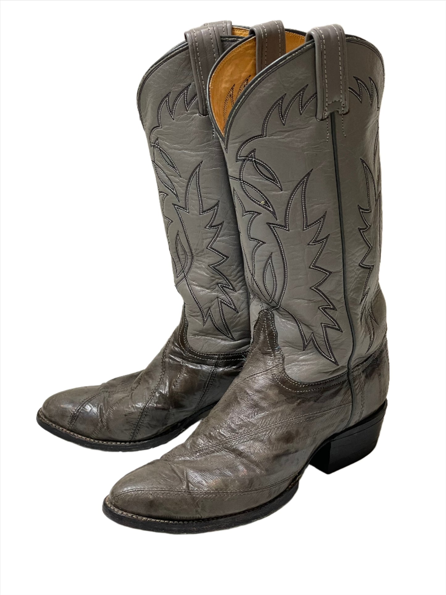 '70s/80s Vintage Tony Lama Grey Eel Skin Boots 6 1/2C