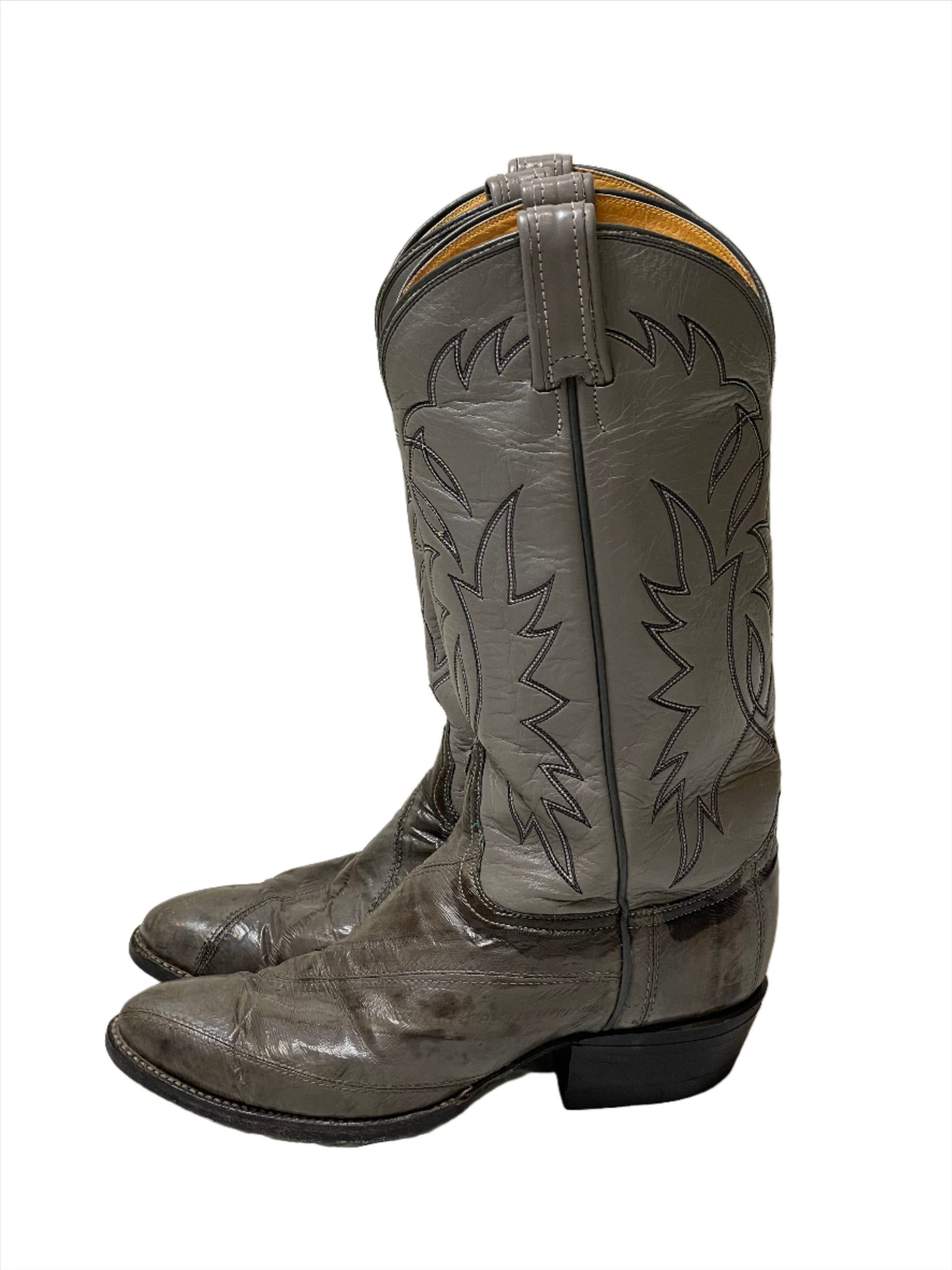 '70s/80s Vintage Tony Lama Grey Eel Skin Boots 6 1/2C