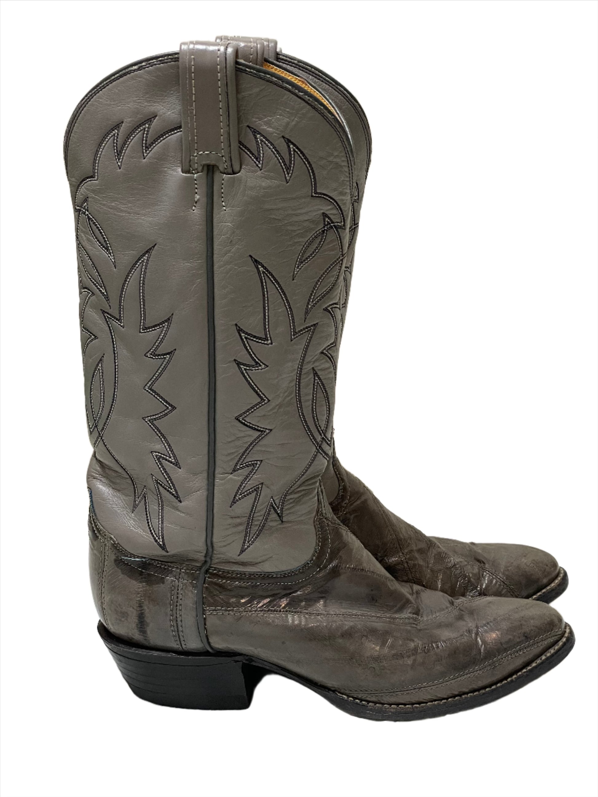 '70s/80s Vintage Tony Lama Grey Eel Skin Boots 6 1/2C