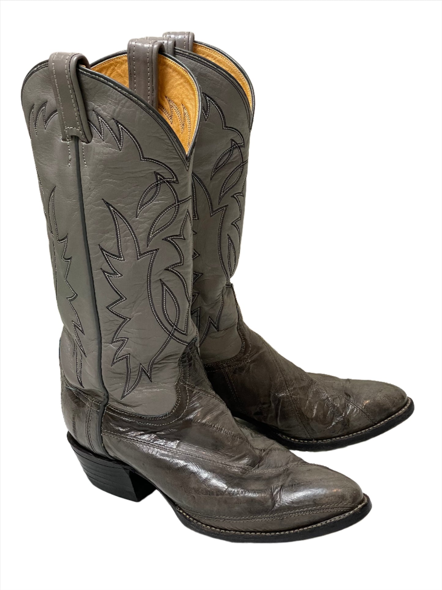 '70s/80s Vintage Tony Lama Grey Eel Skin Boots 6 1/2C