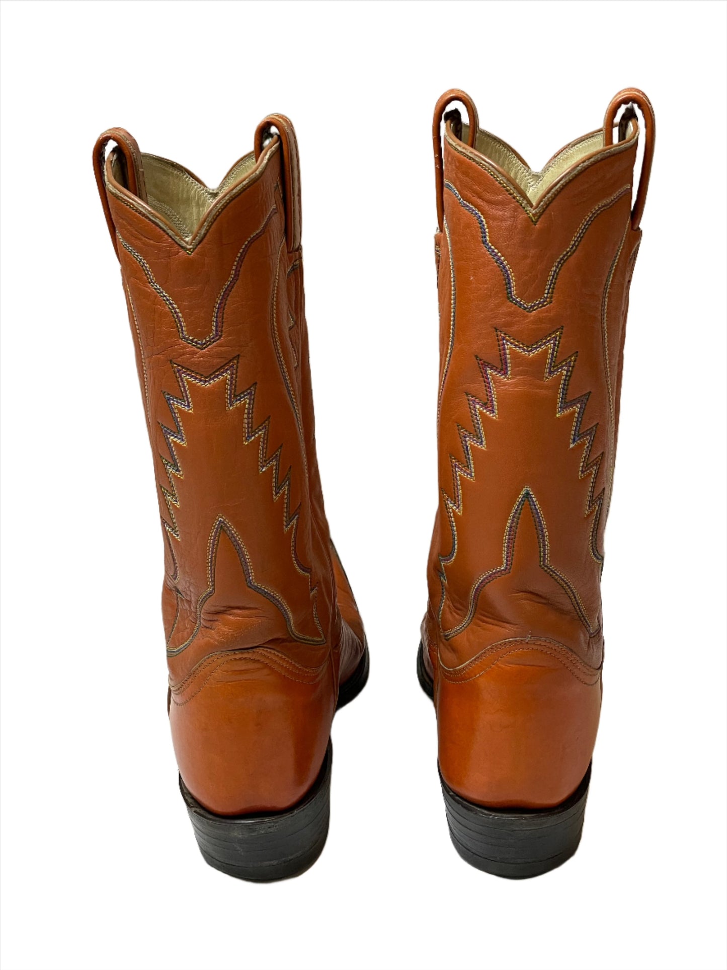 '70s Vintage Tony Lama Tan Leather Snip Toe Boots Sz 9