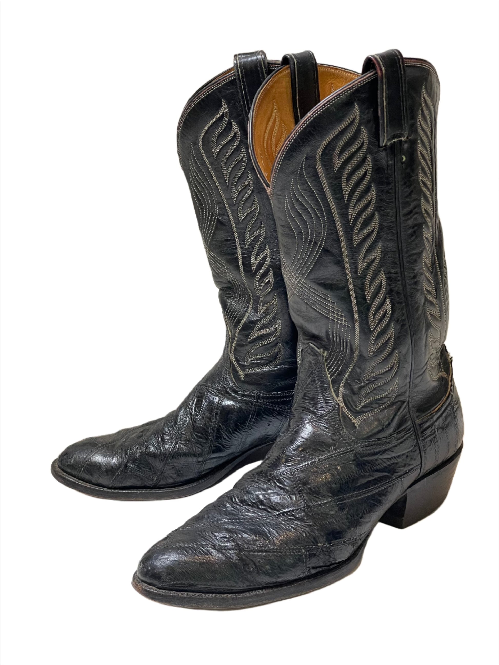 '70s/80s Vintage Tony Lama Black Eel Boots Sz 10 1/2D