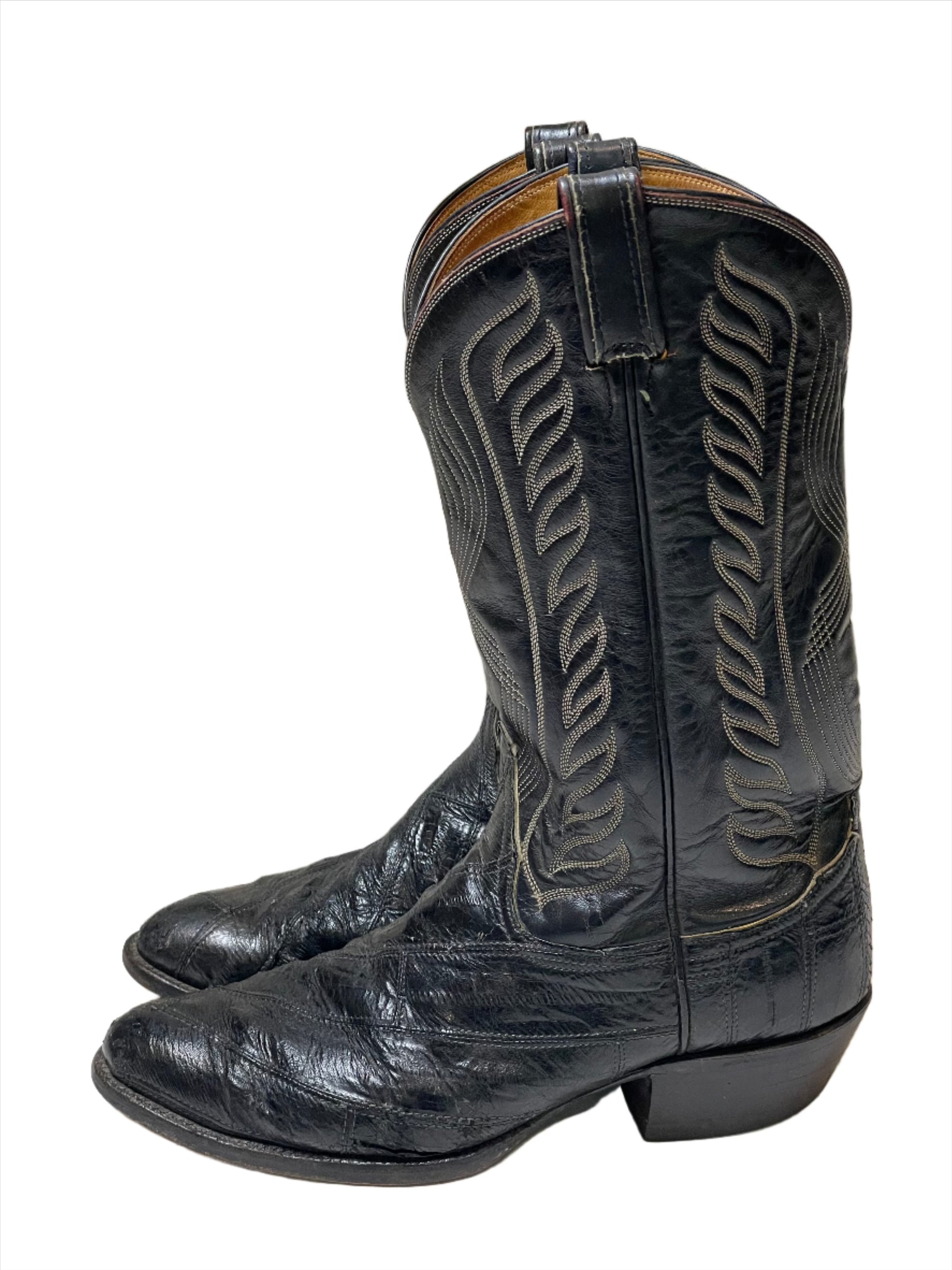 '70s/80s Vintage Tony Lama Black Eel Boots Sz 10 1/2D