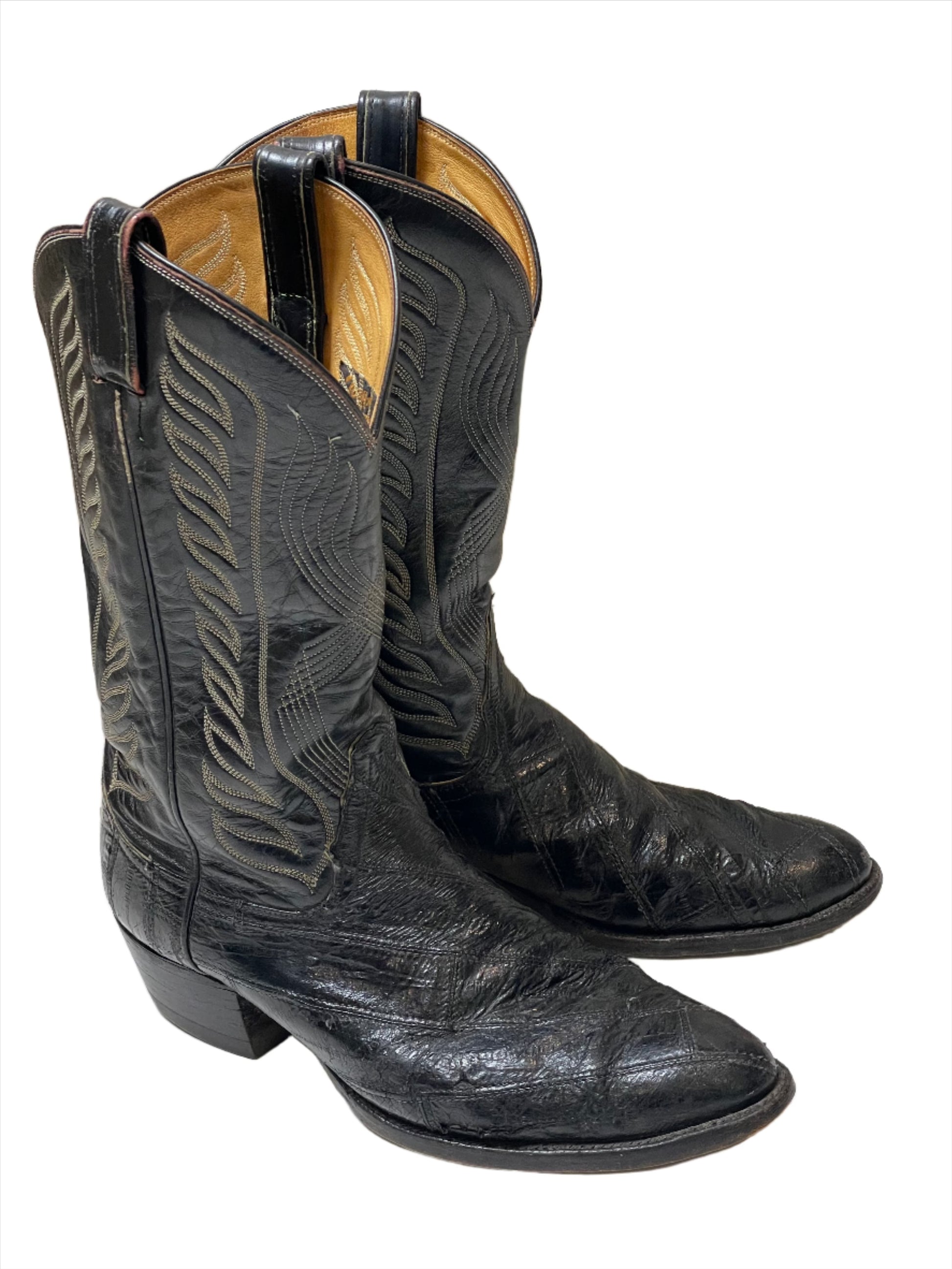 '70s/80s Vintage Tony Lama Black Eel Boots Sz 10 1/2D