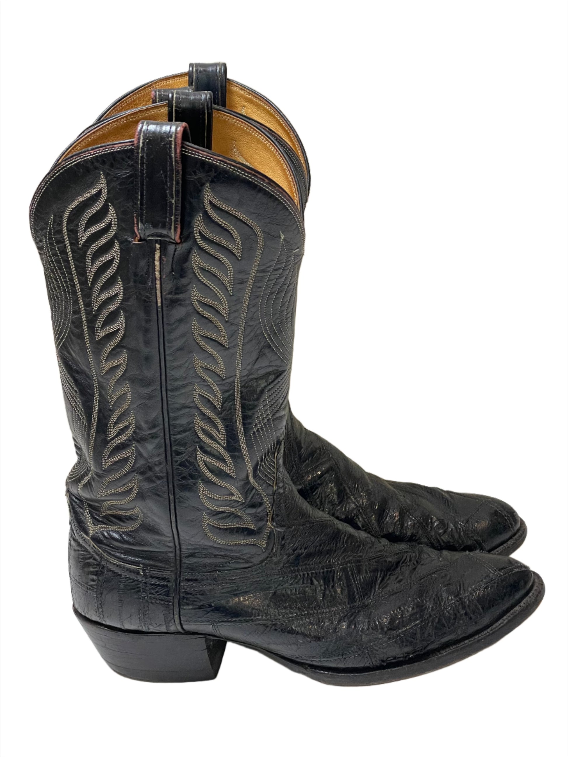 '70s/80s Vintage Tony Lama Black Eel Boots Sz 10 1/2D