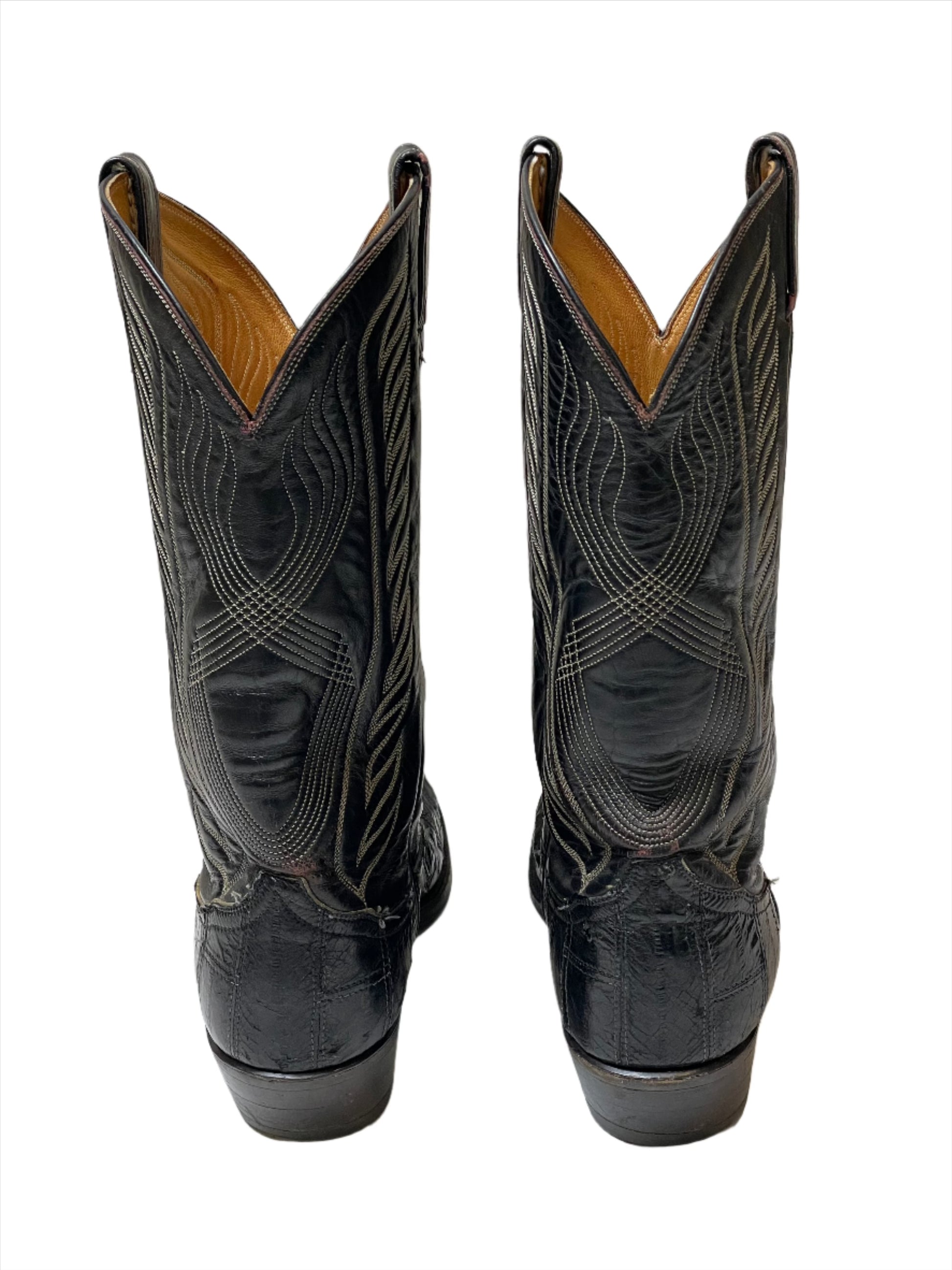 '70s/80s Vintage Tony Lama Black Eel Boots Sz 10 1/2D