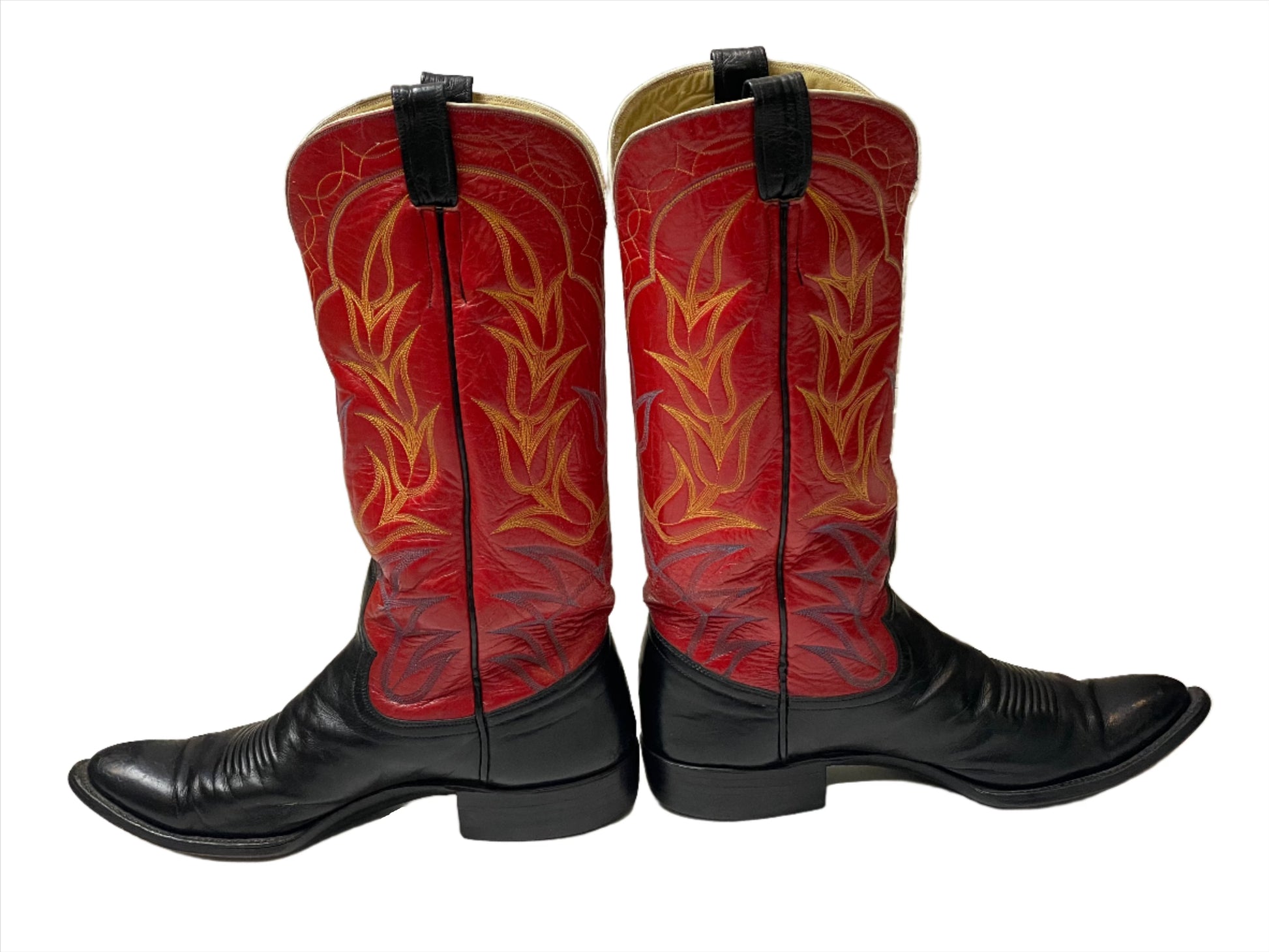 Red/Blk Custom Tulip Stitched Boots Sz 9 1/2