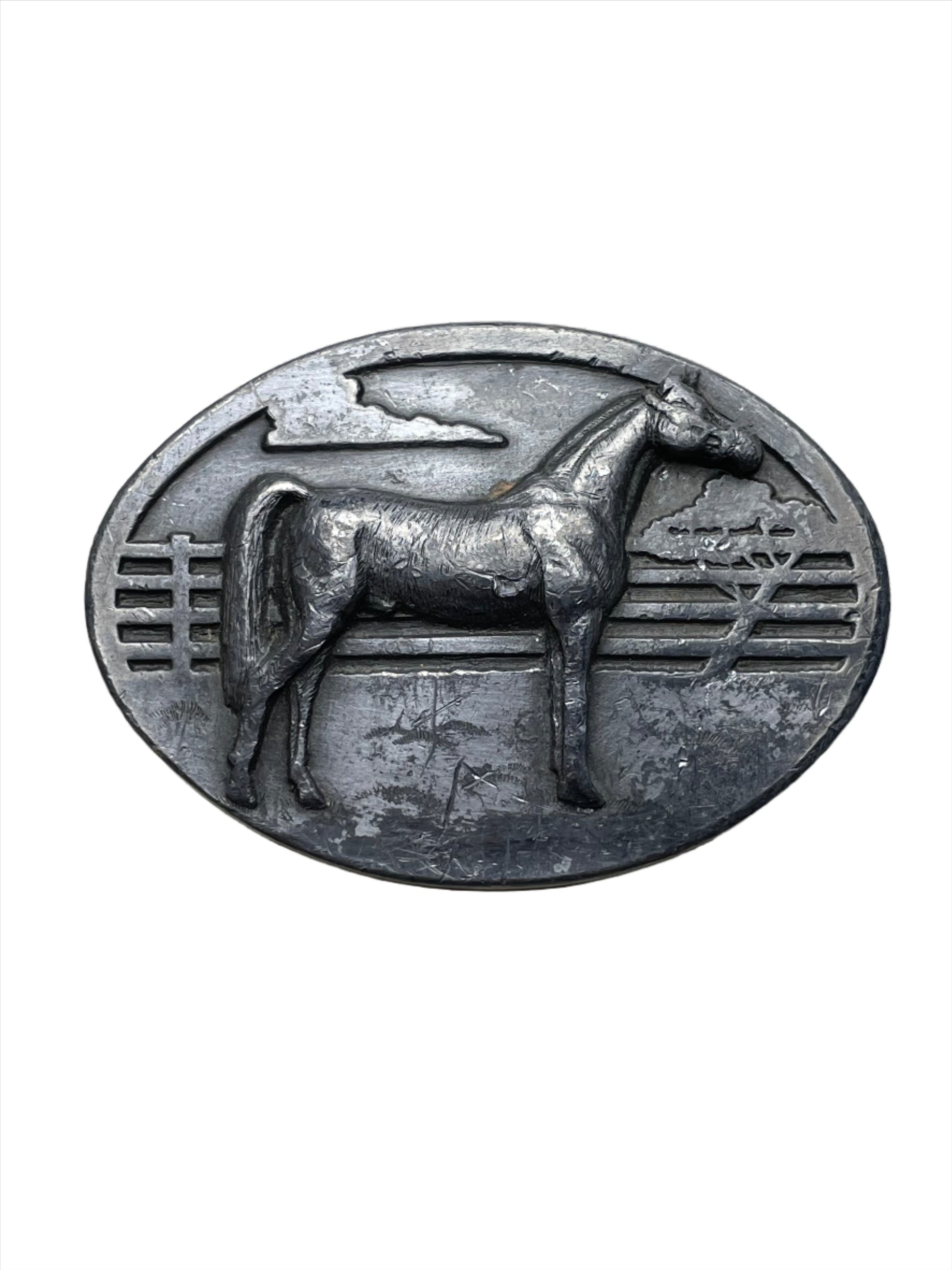 '89 Vintage Pewter Horse Buckle