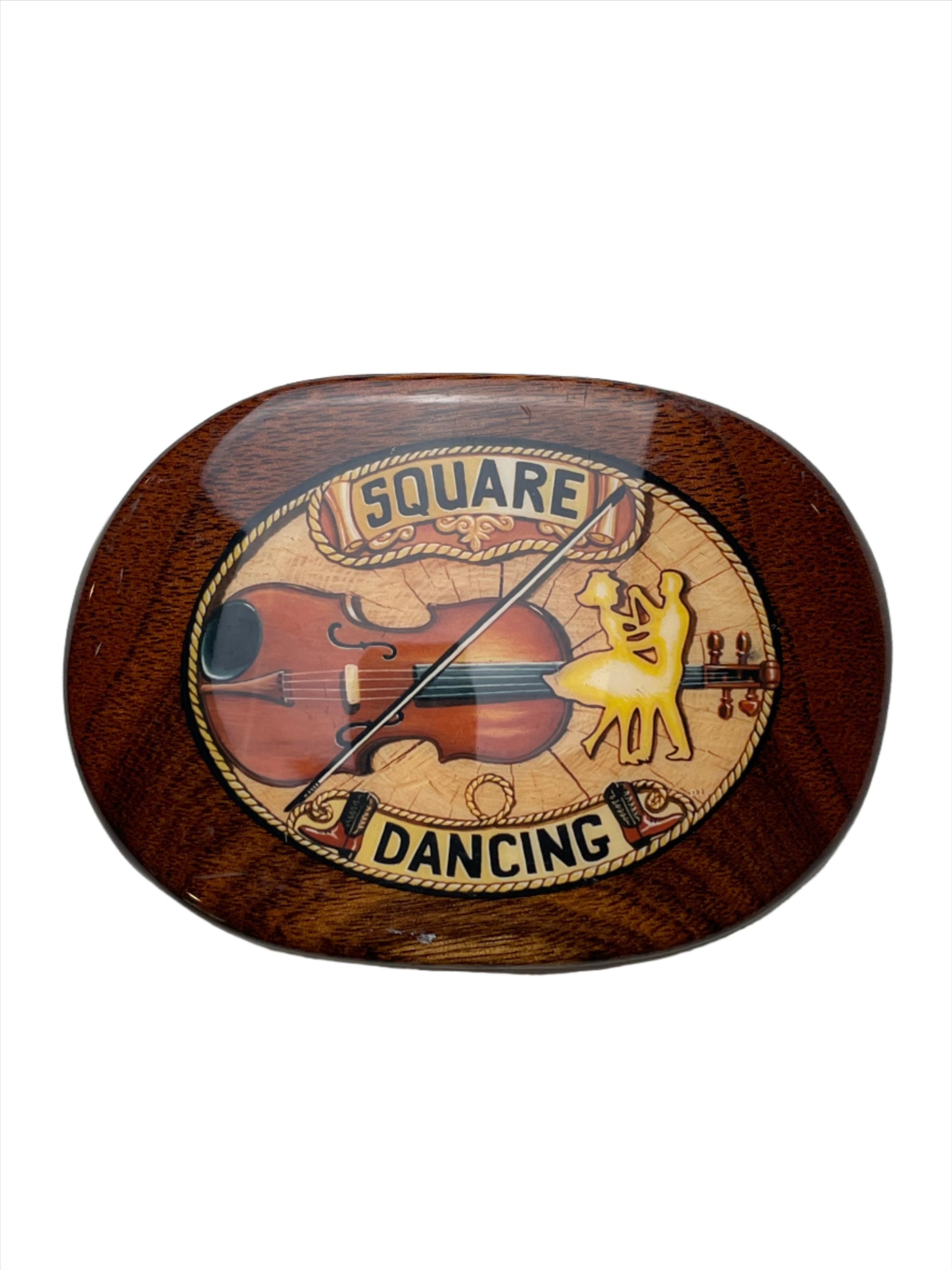 '80s Vintage Square Dancing Wooden Belt Buckle