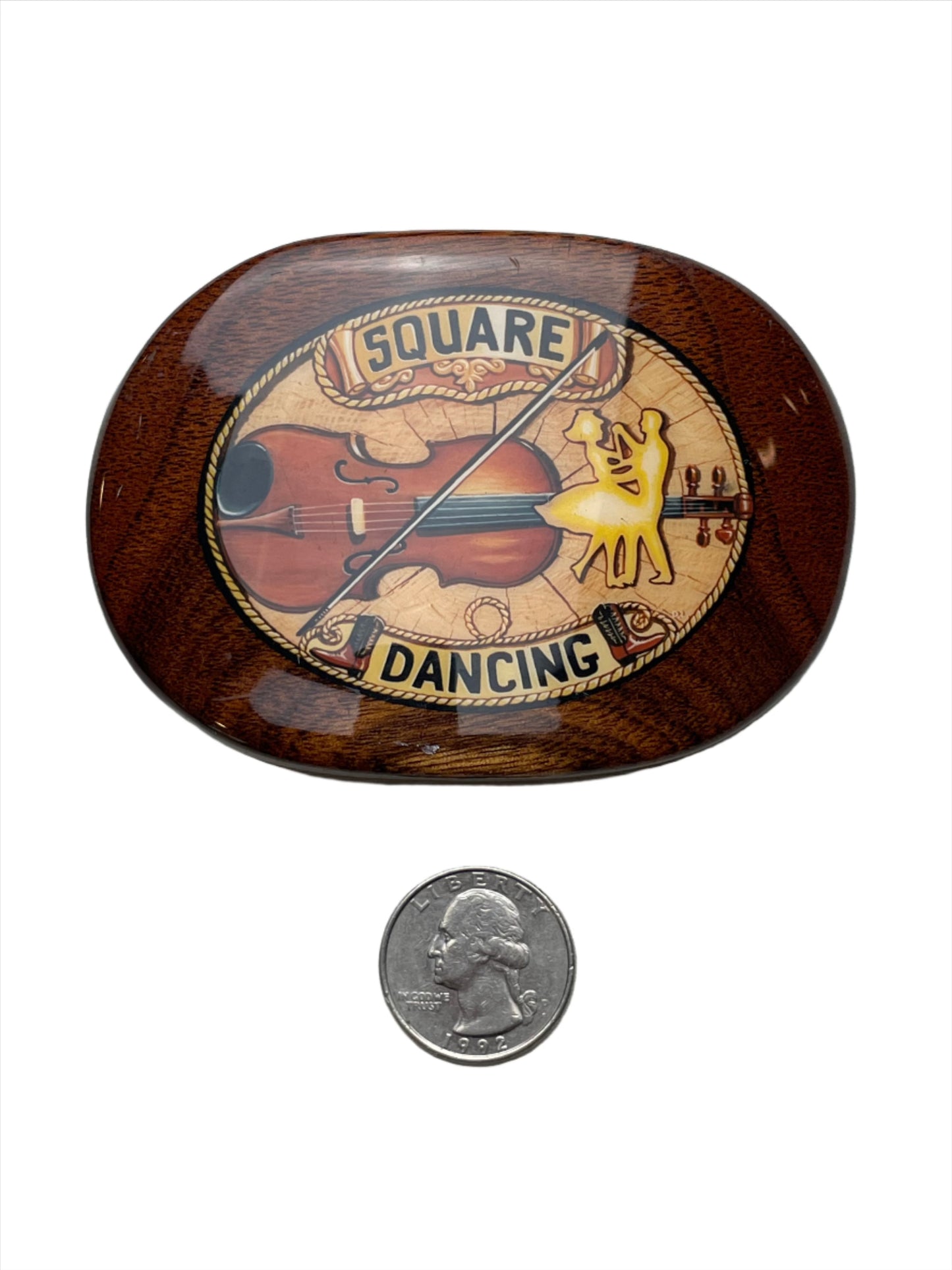 '80s Vintage Square Dancing Wooden Belt Buckle