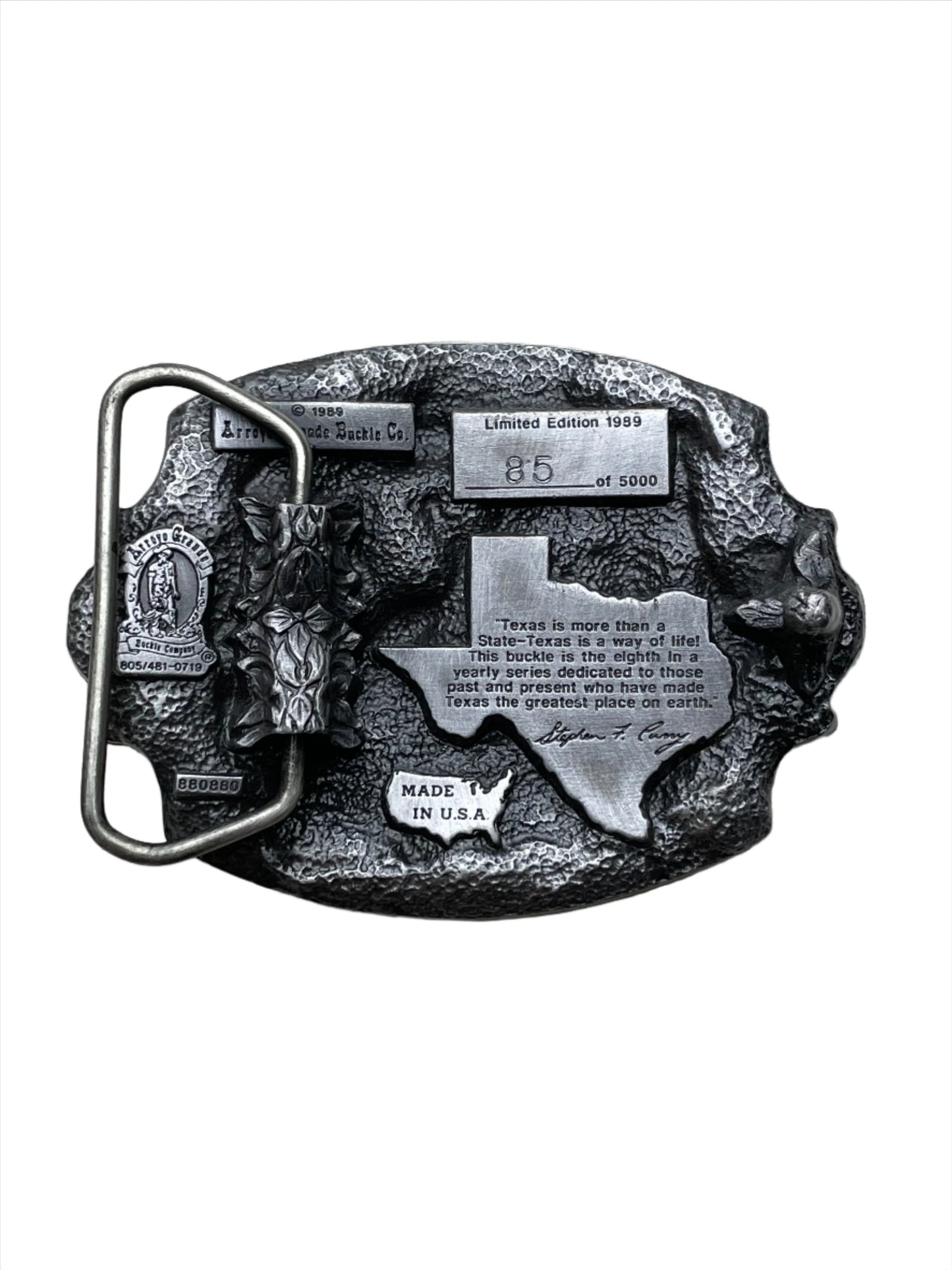 '89 Vintage Texas Commemorative Cowboy Belt Buckle