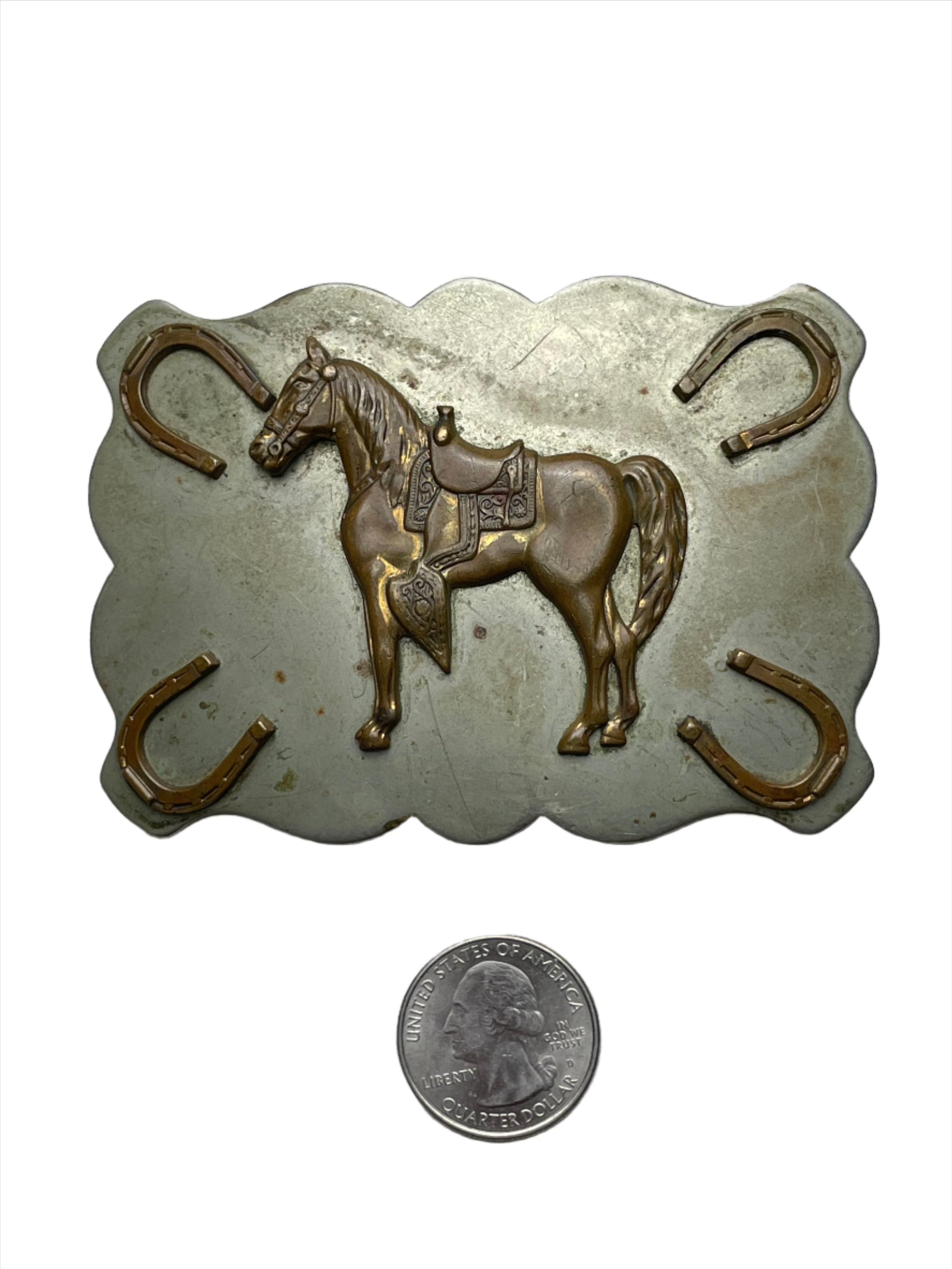 '70s Vintage Horse & Horseshoe Nickel Buckle