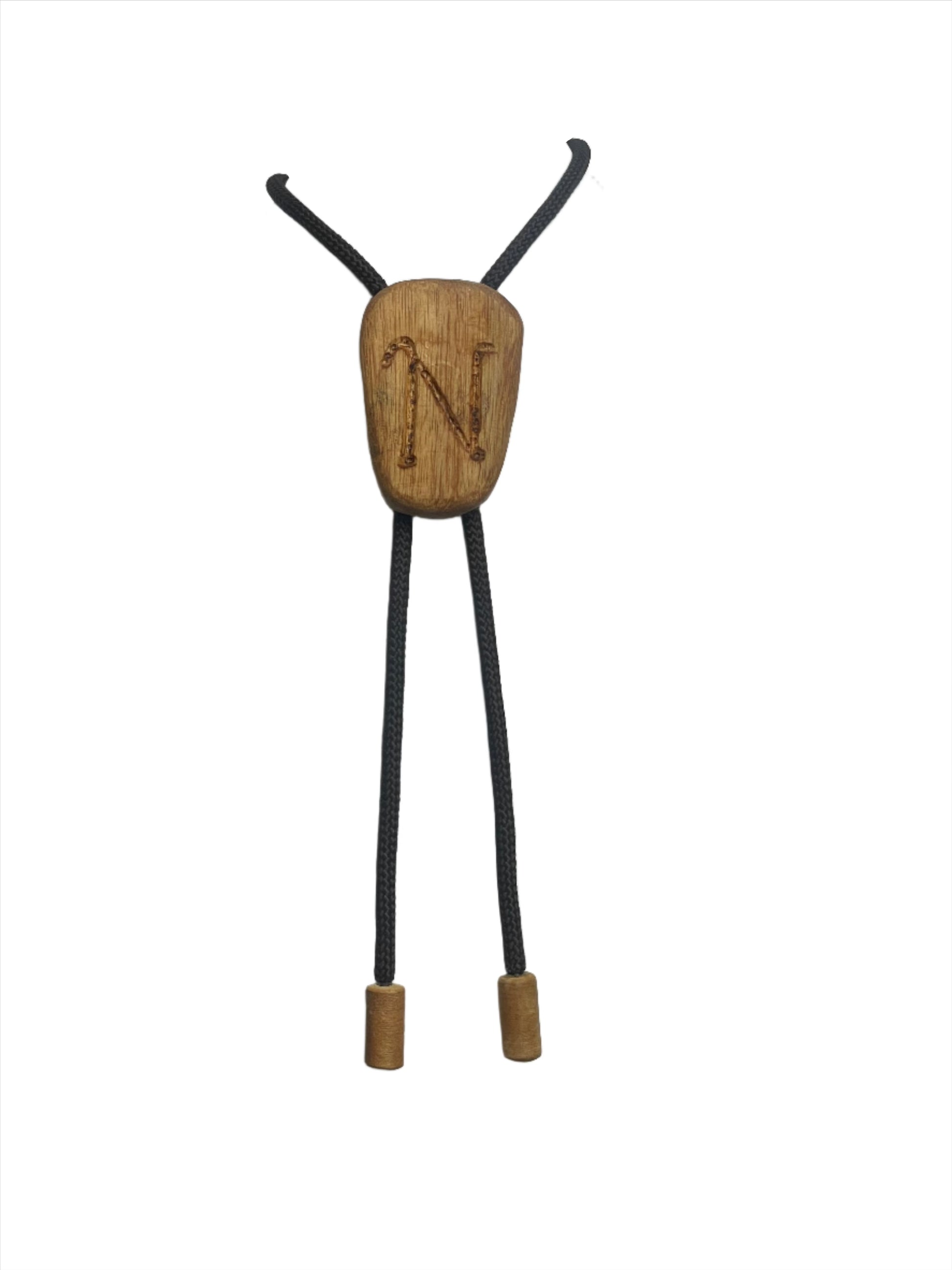 Wooden Engraved "N" Bolo Tie