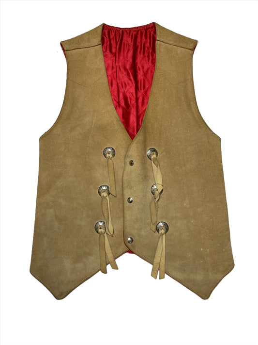 '60s Vintage Suede Concho Tassel Vest - SML