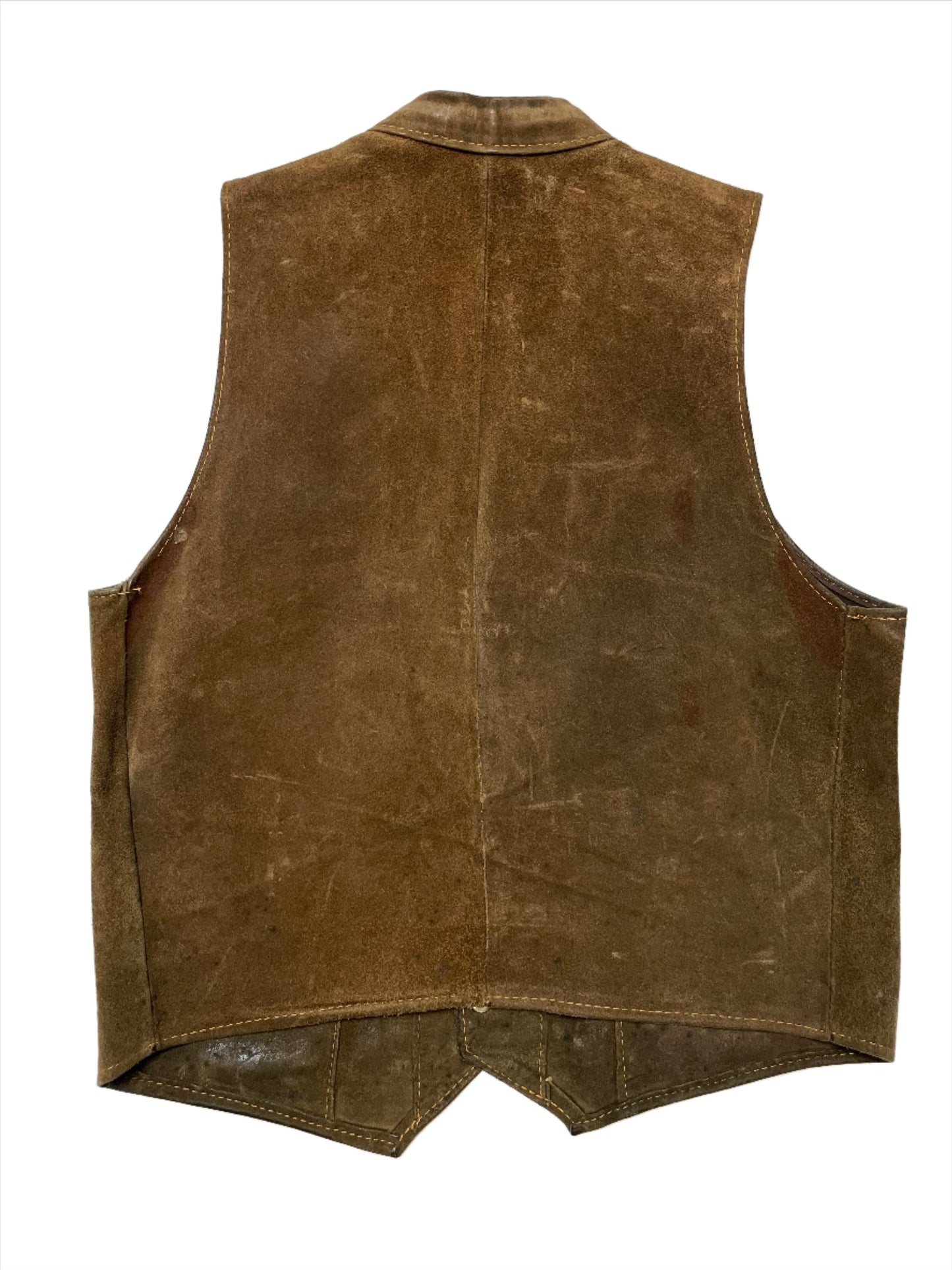 '60s Vintage Brown Suede Vest w Snaps - LRG