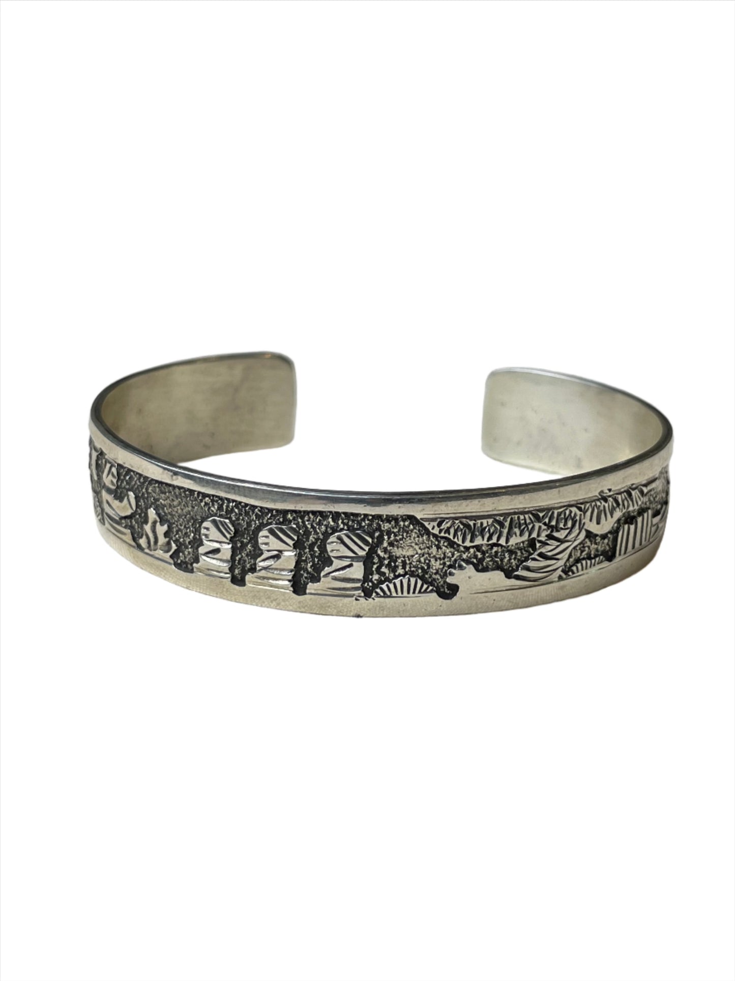 Navajo Sterling Overlay Storyteller Cuff