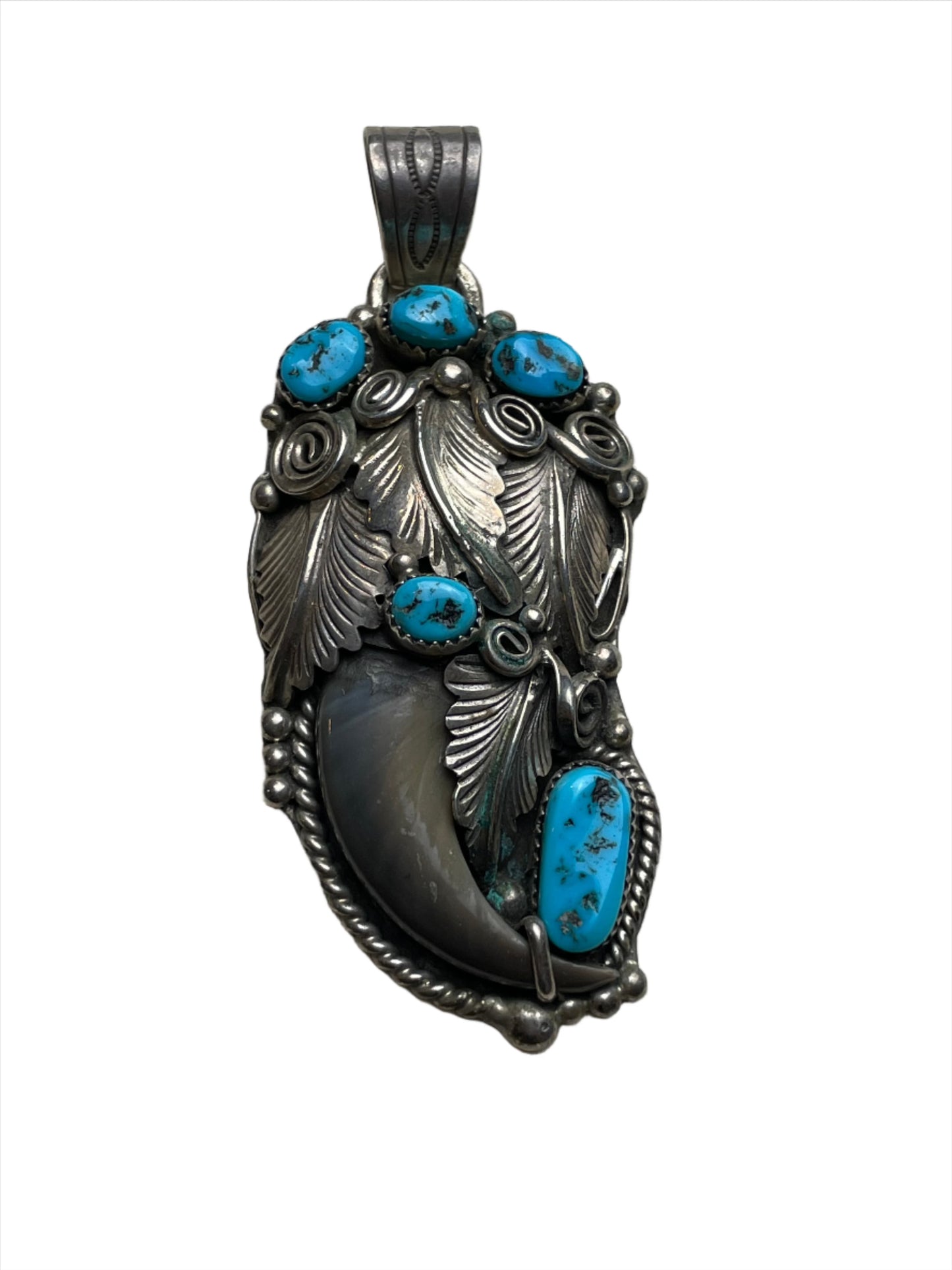 Vintage Sleeping Beauty Turquoise with Large Bear Claw Pendant