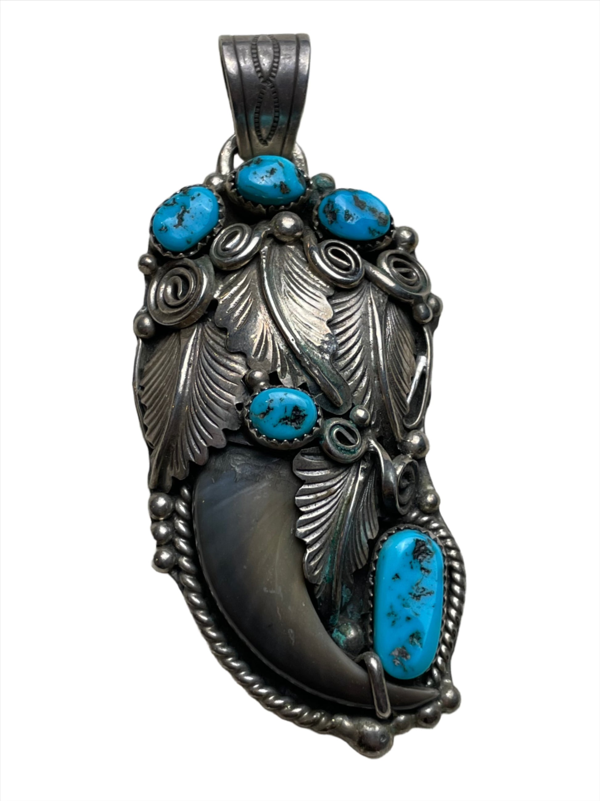 Vintage Sleeping Beauty Turquoise with Large Bear Claw Pendant