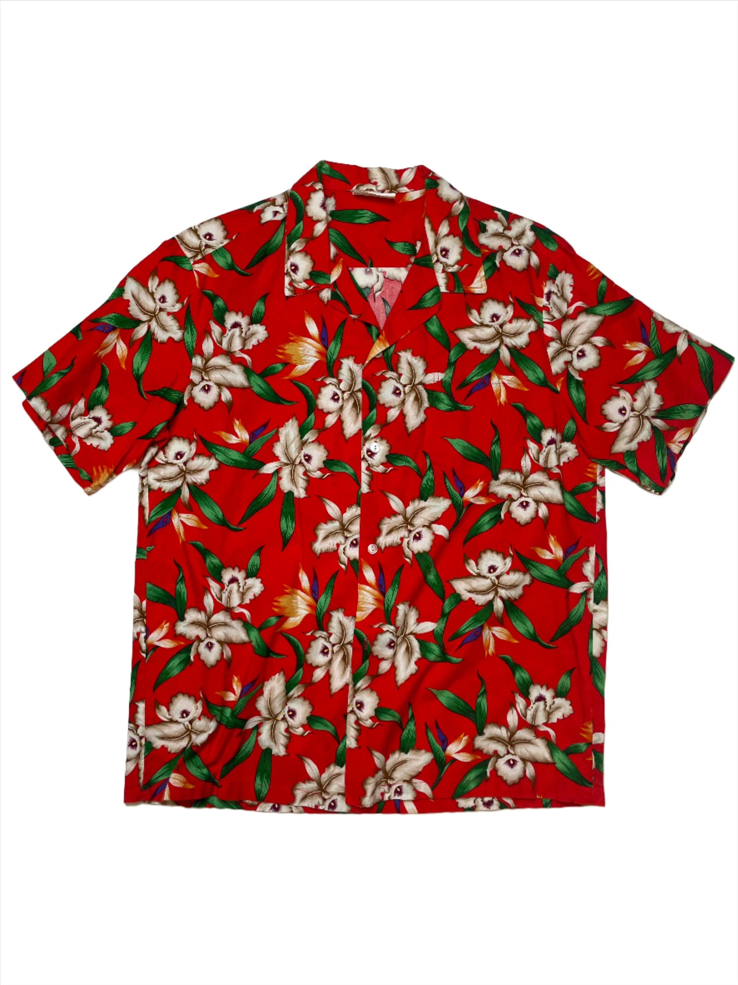 '70s Vintage Red & White Hibiscus Hawaiian Shirt