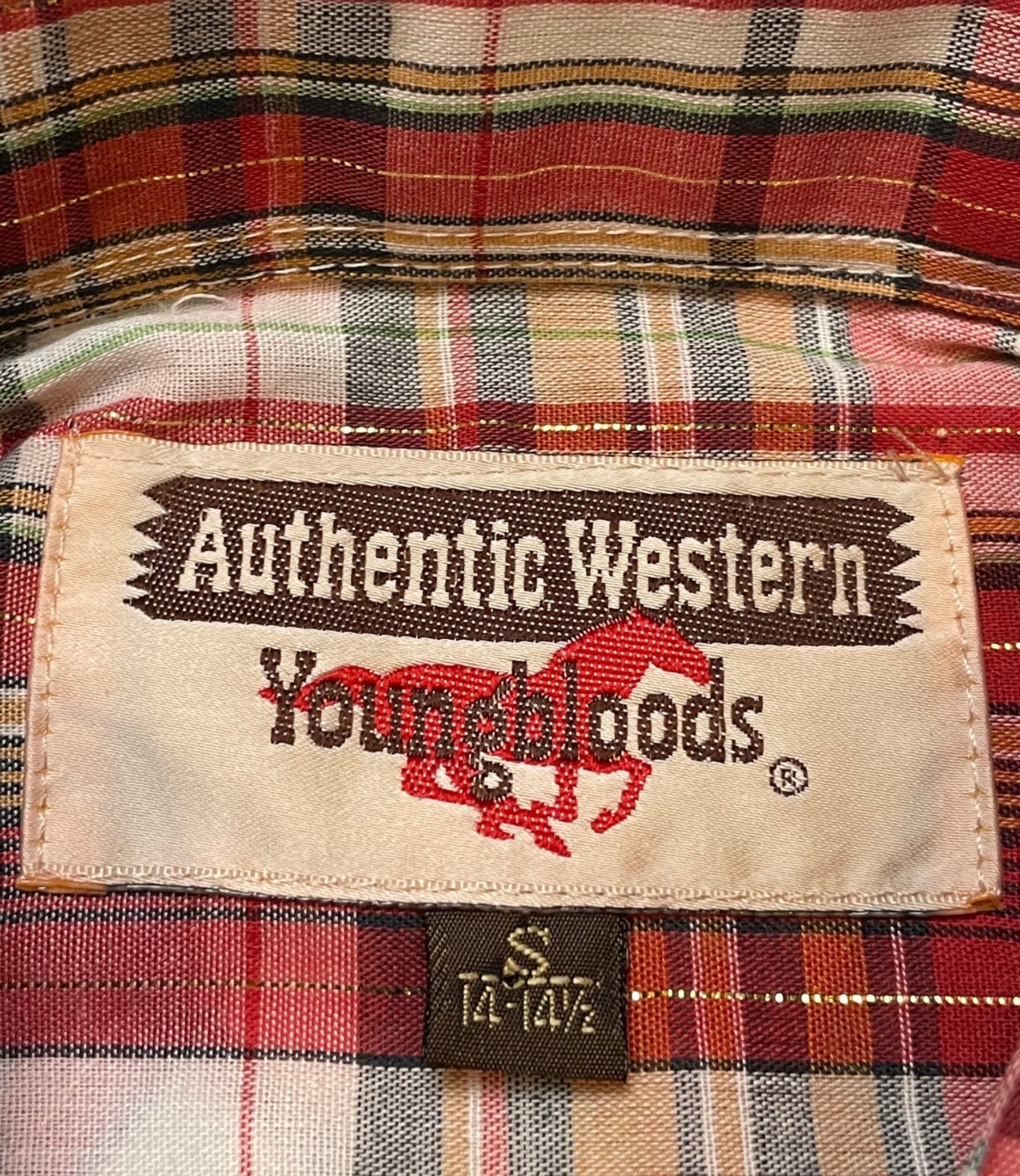 '70s Vintage Western Youngbloods Deadstock Burgundy Plaid Pearl Snap