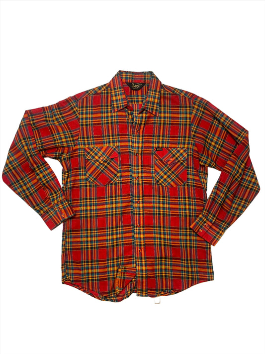 '70s Vintage Lee Red/Yellow Plaid Pearl Snap - XL