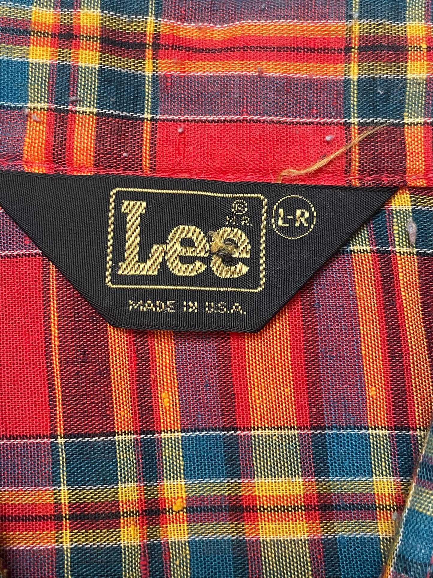 '70s Vintage Lee Red/Yellow Plaid Pearl Snap - XL