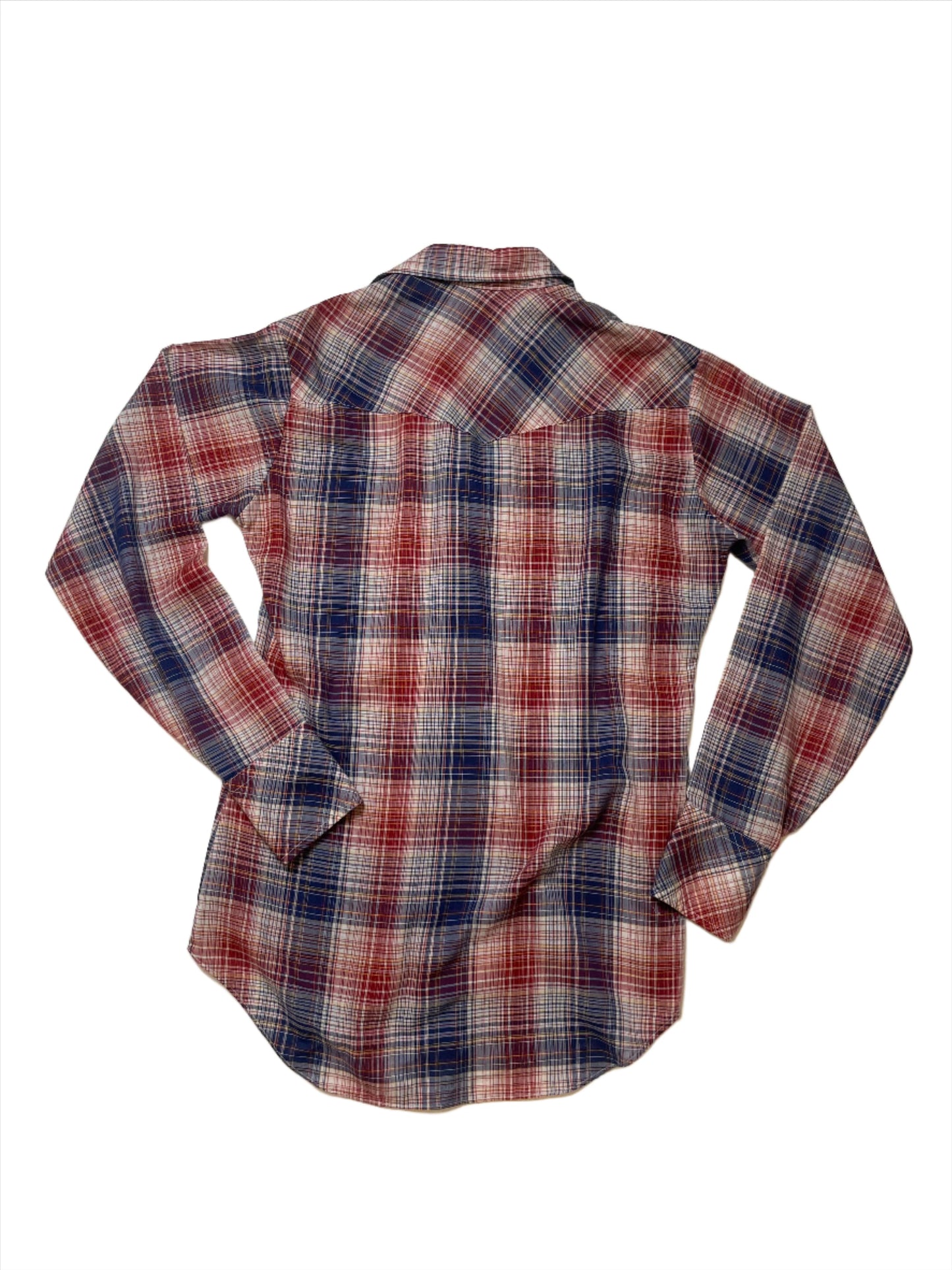 '80s Vintage Levi's Red/Blue Plaid Long Sleeve Pearl Snap