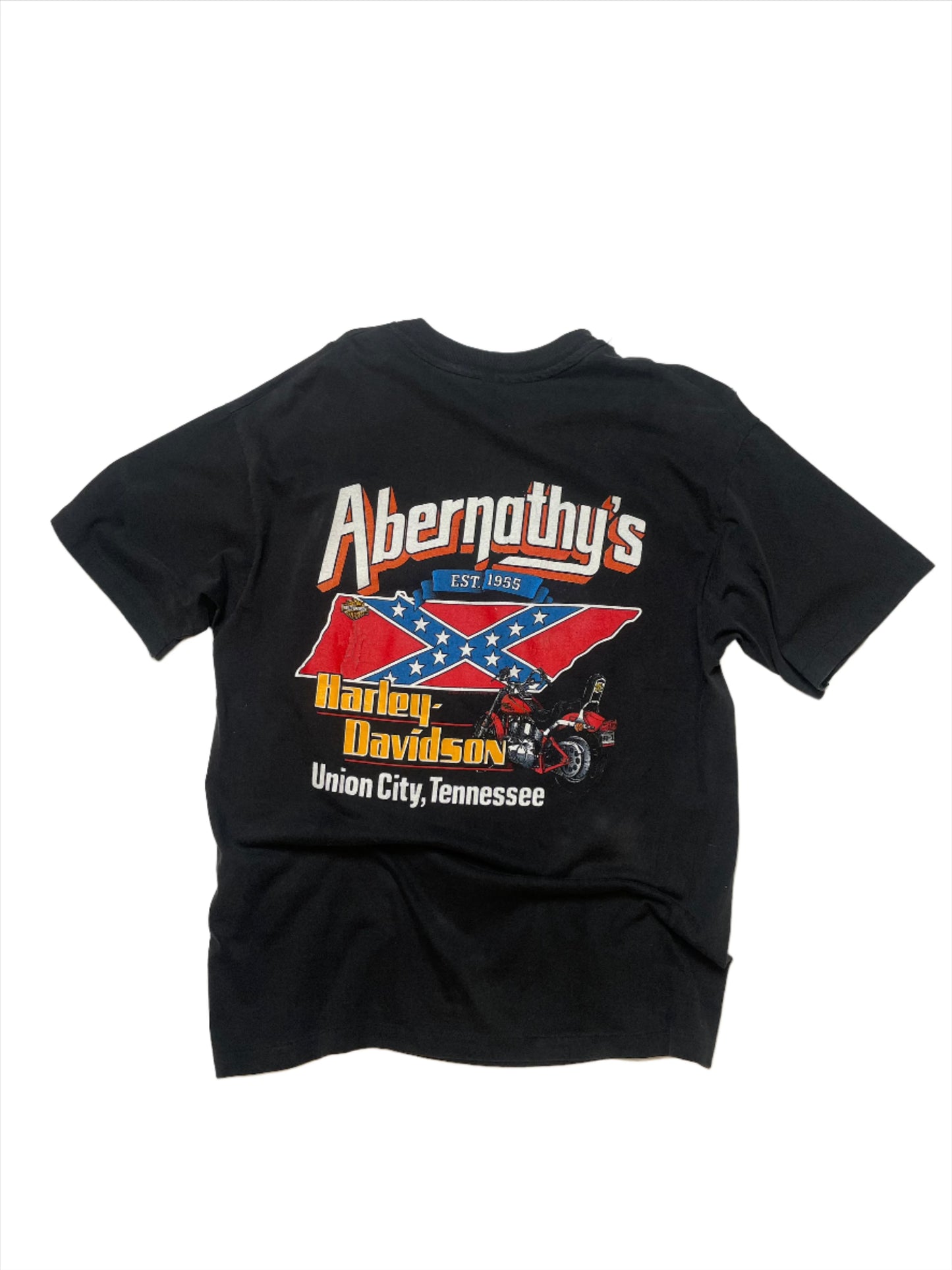 92' Vintage Harley Davidson Abernathy Union City T-Shirt - Lrg