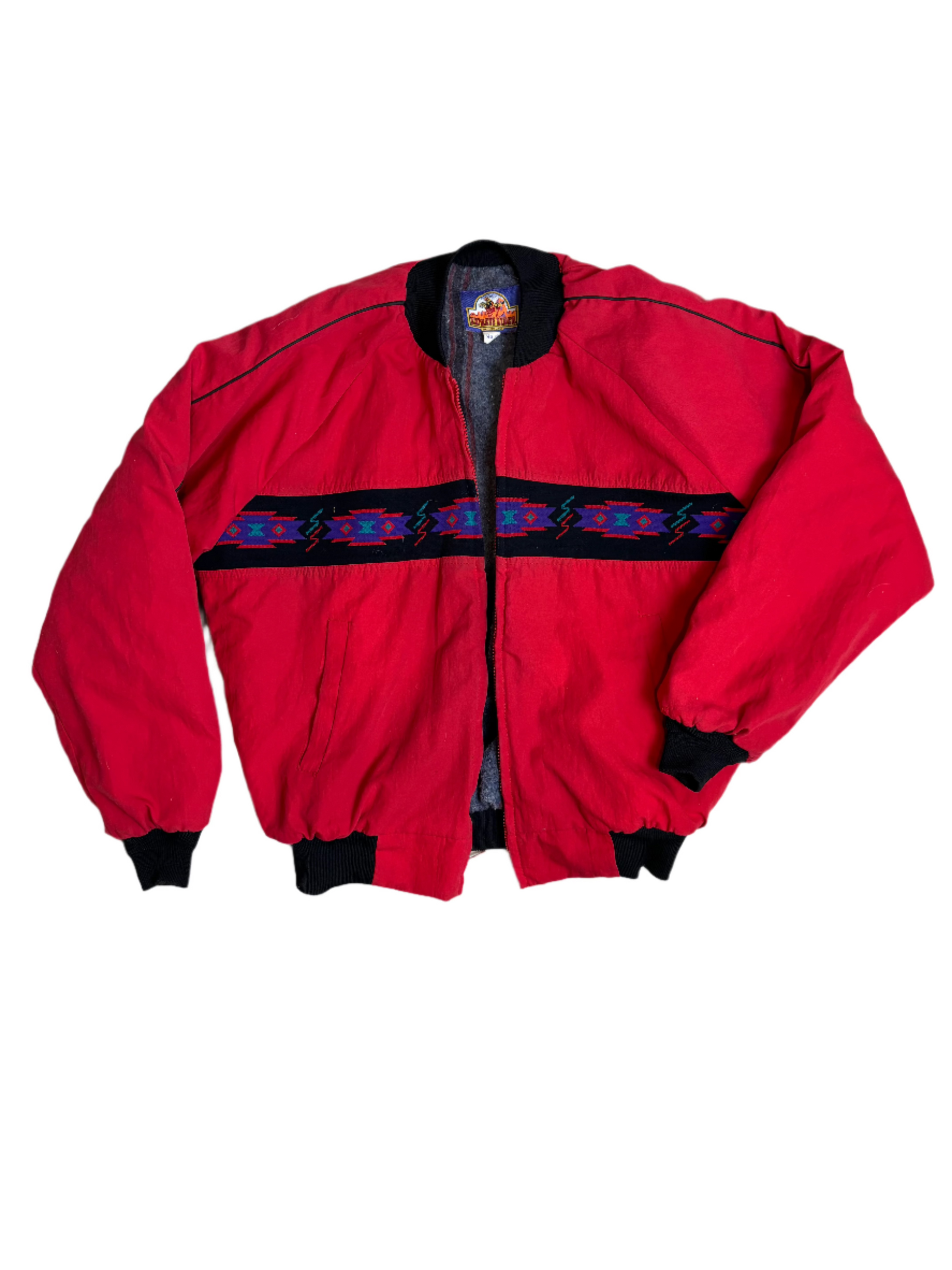 '90s Vintage Red Aztec Puffer Jkt - 2XL