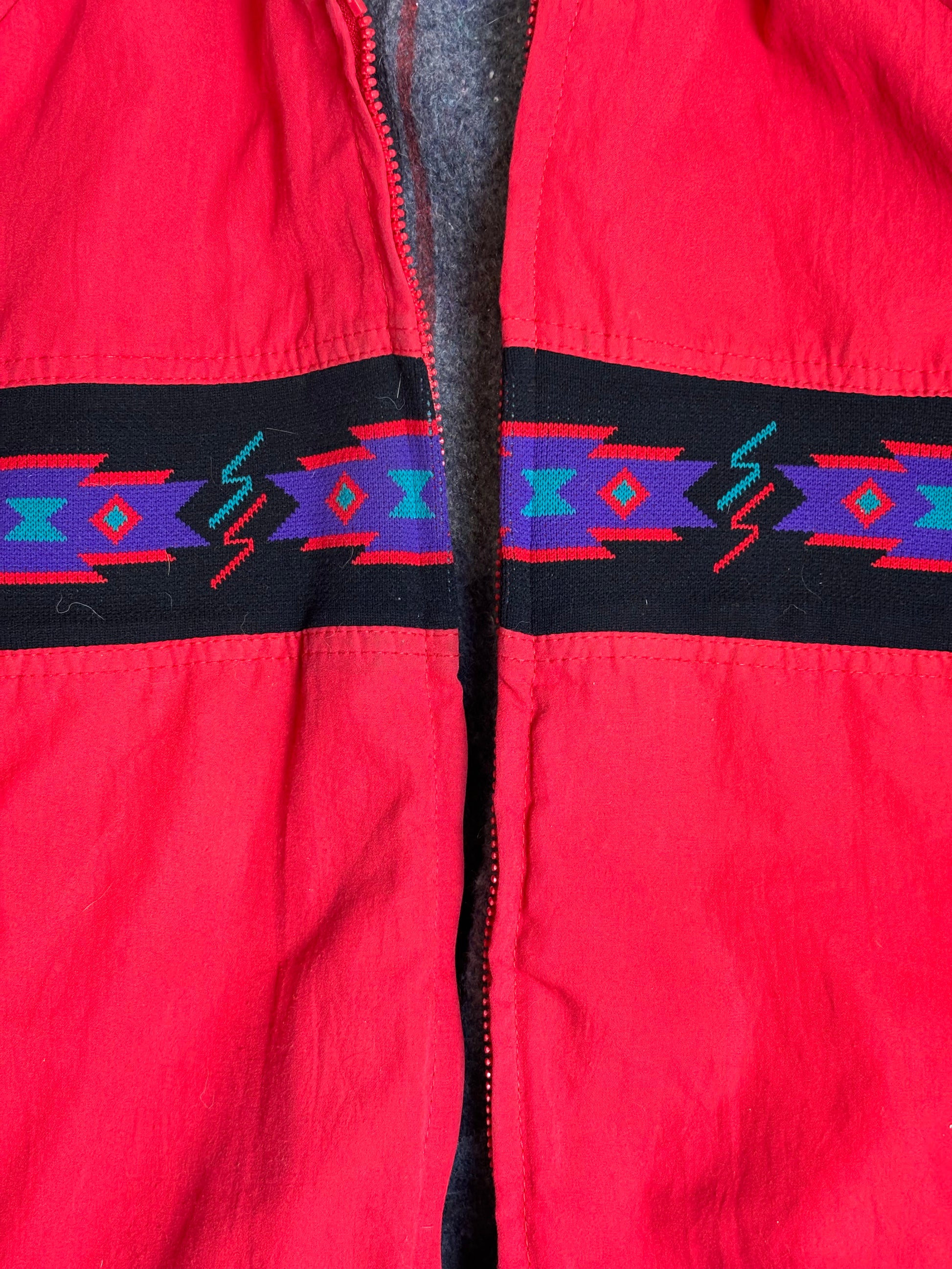 '90s Vintage Red Aztec Puffer Jkt - 2XL