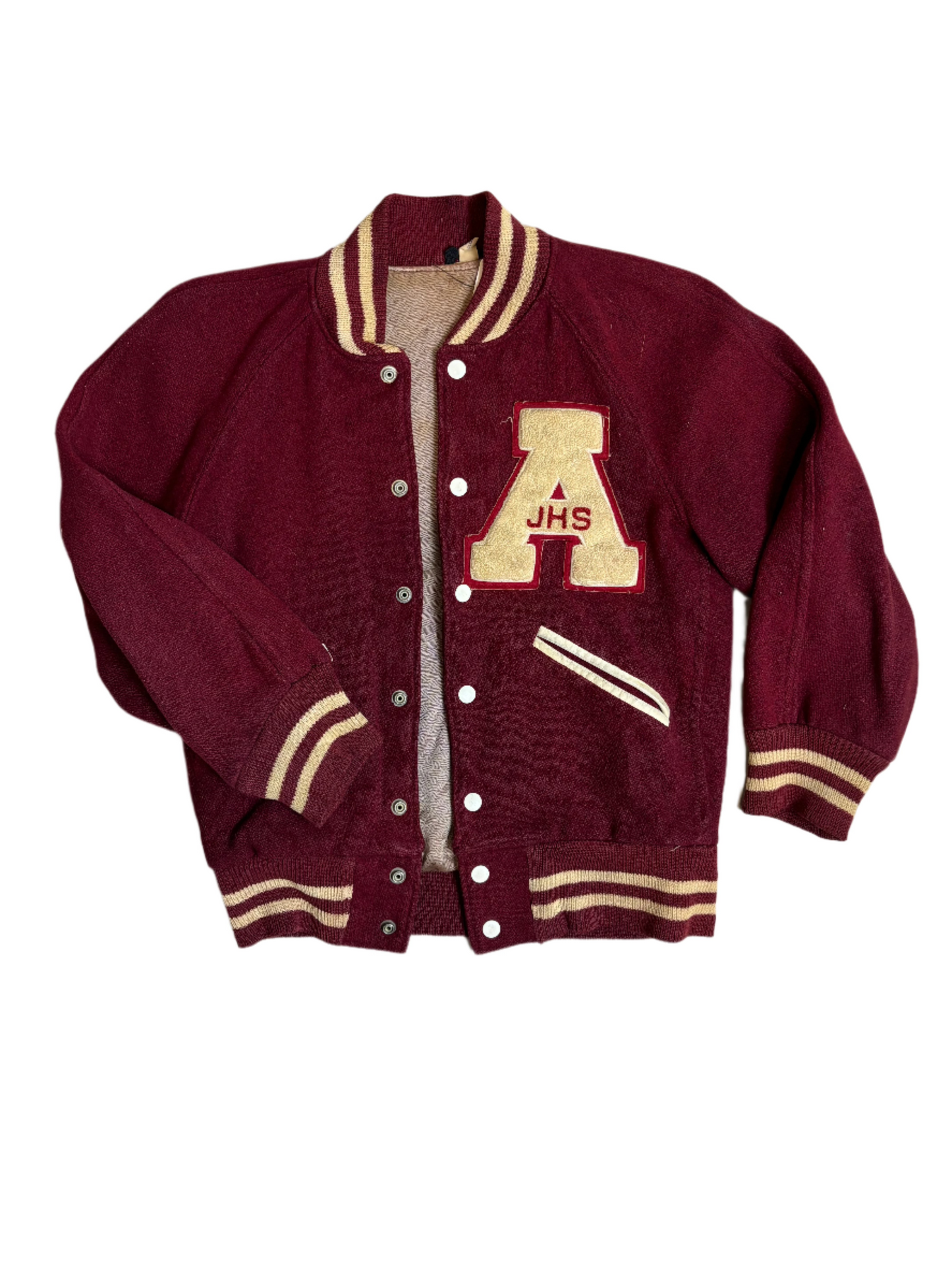 '50/60s Vintage Maroon "JHS" Letterman Jkt - SML