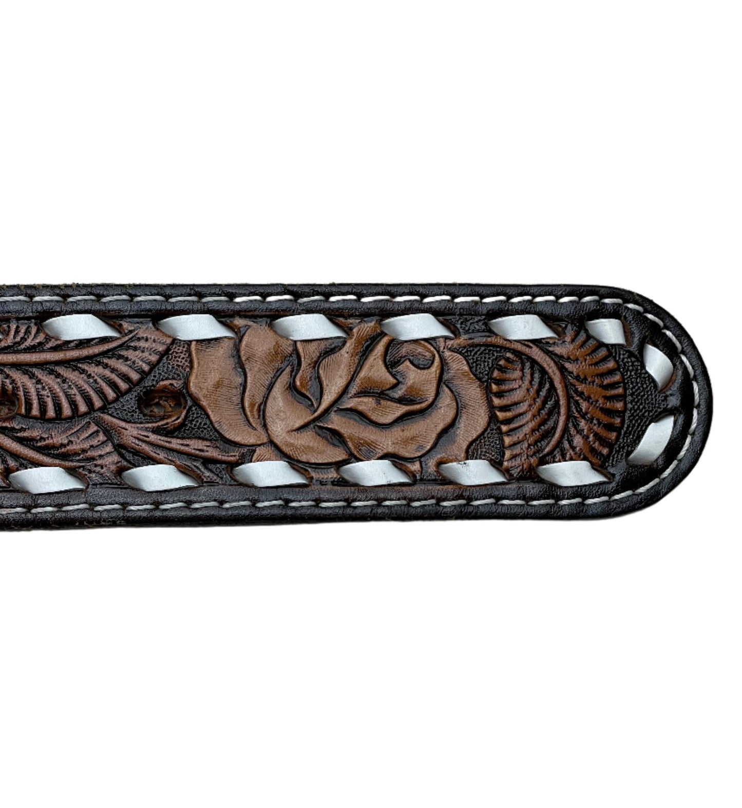 Vintage "Debbie" Tooled Leather Belt W/Roses (No Buckle) - Sz 28-30