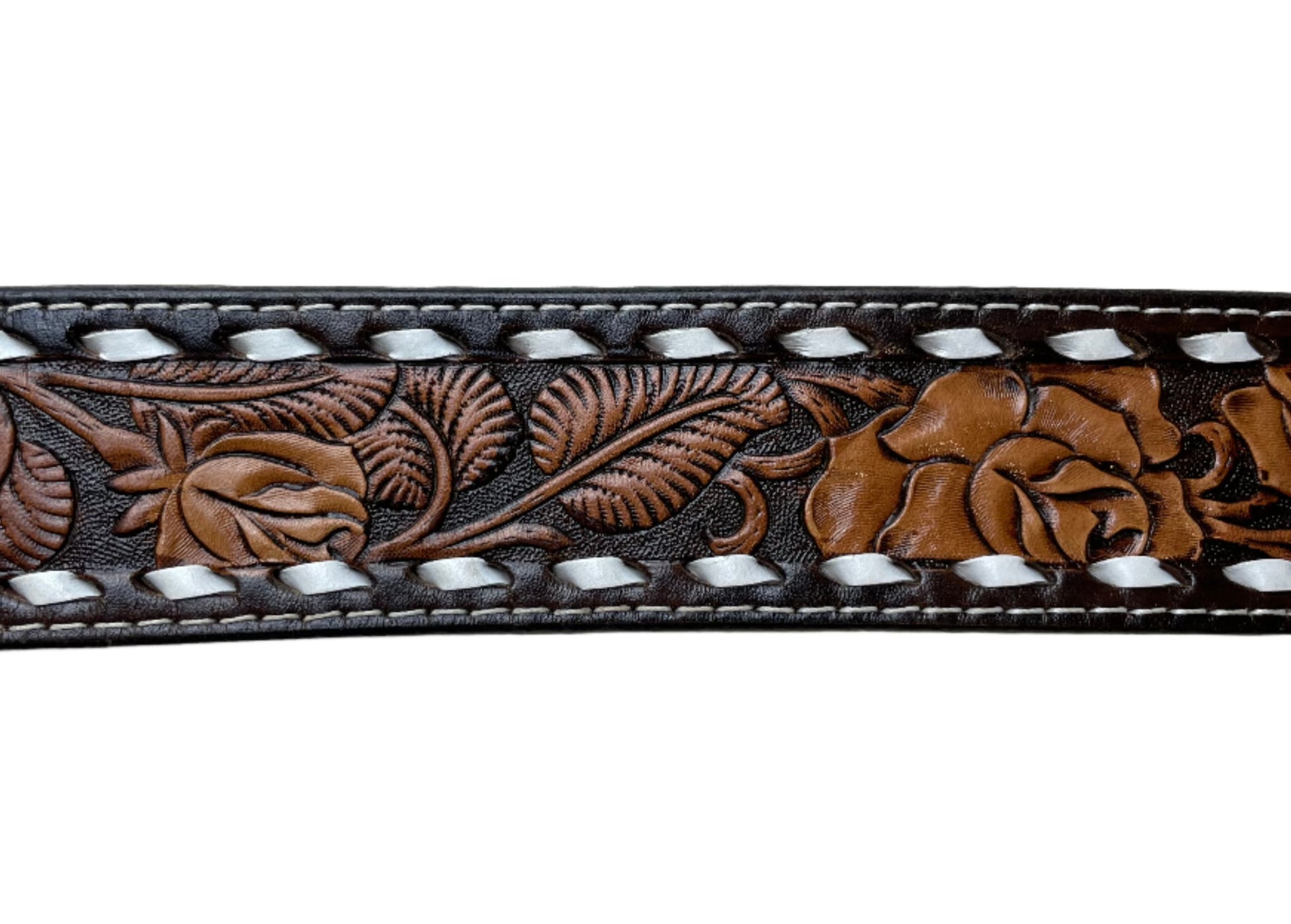 Vintage "Debbie" Tooled Leather Belt W/Roses (No Buckle) - Sz 28-30