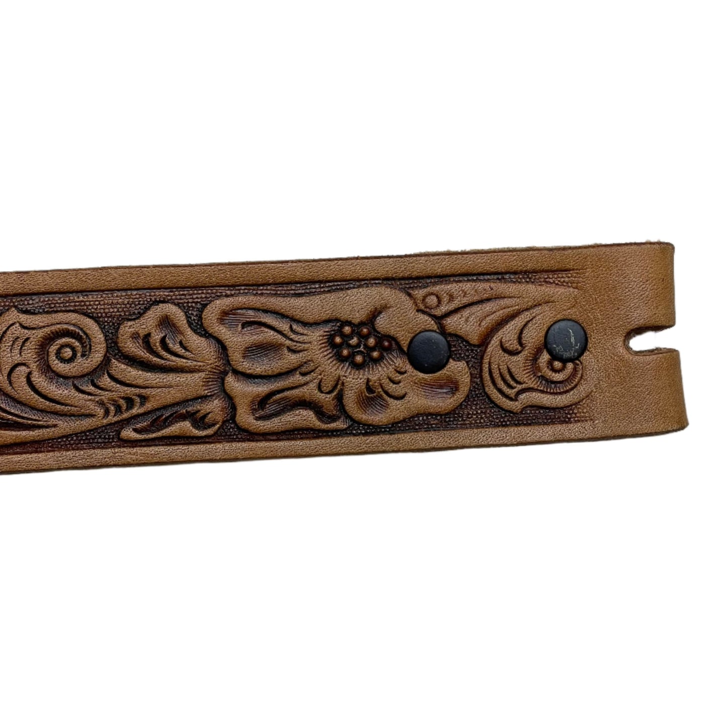 Light Brown Tooled Leather Belt **NO BUCKLE** Sz 26